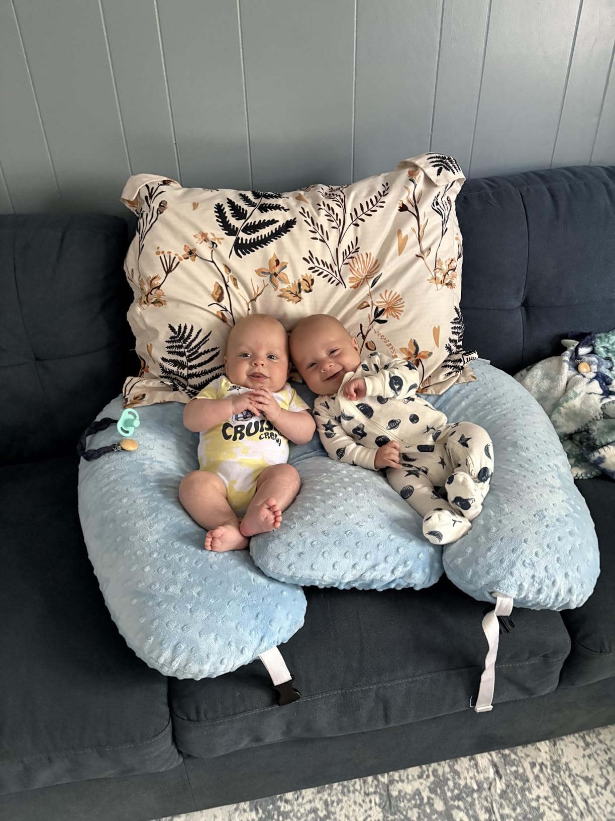 Twin Z Nursing Pillow | Bottle or Breastfeeding | Plus Size Friendly - Blue customer photo 2