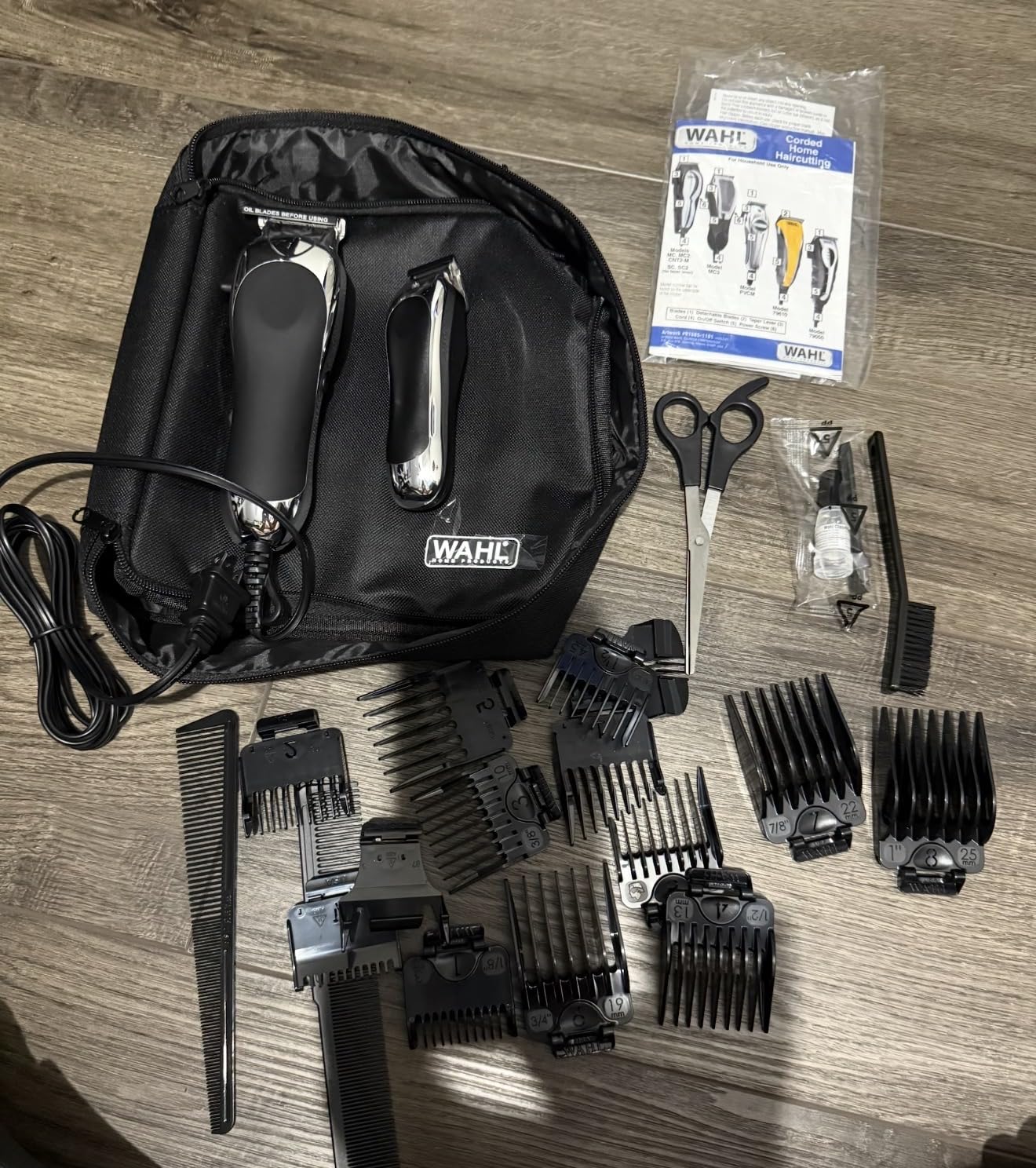 Wahl Clipper USA Deluxe Corded Chrome Pro Complete Hair & Trimming Kit | Complete Home Haircutting Kit Includes Corded Hair Clipper, Cordless Battery Beard Trimmer & Styling Shears - Model 3029682 customer photo 2
