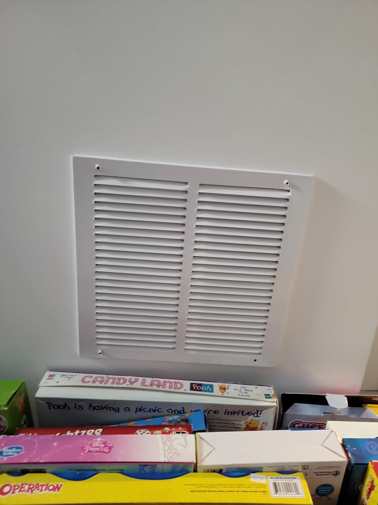 EZ-FLO 12 x 12 Inch (Duct Opening) Return Air Vent Cover for Wall or Ceiling, Solid Steel Return Air Grille, HVAC Vent Cover, White, 61627 customer photo 2