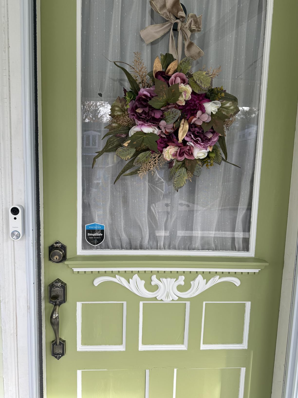 Schlage Front Door Entry Handleset, Georgian Knob, Antique Brass | Front door handleset with deadbolt & interior knob, Easy install, Universal fit, Certified security & durability, 2 keys customer photo 1