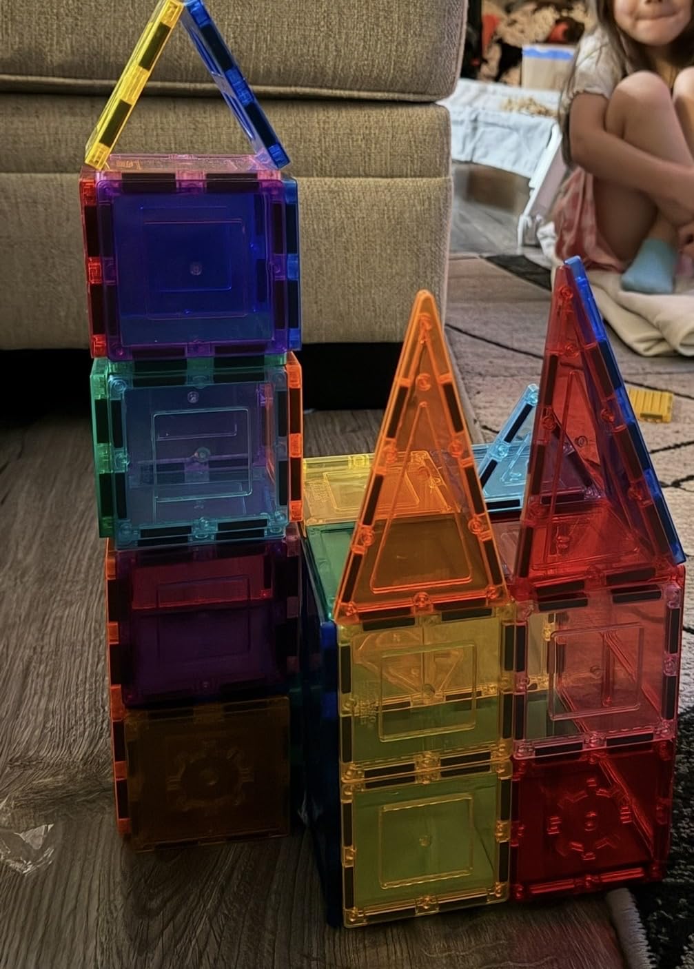PicassoTiles 60 Piece Set 60pcs Magnet Building Tiles Clear Magnetic 3D Blocks Construction Playboards customer photo 2