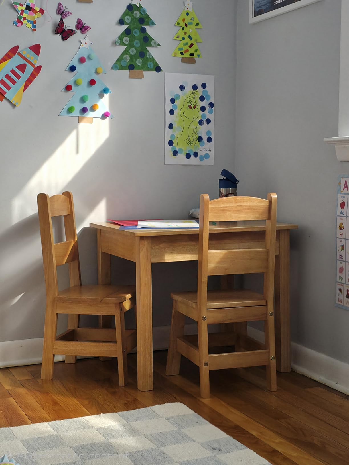 Melissa & Doug Solid Wood Kids Table and Chairs (2), Premium Quality Wooden Toddler Table and Chair Set for Kids Playroom Furniture & Montessori Classroom for Ages 3+ customer photo 2