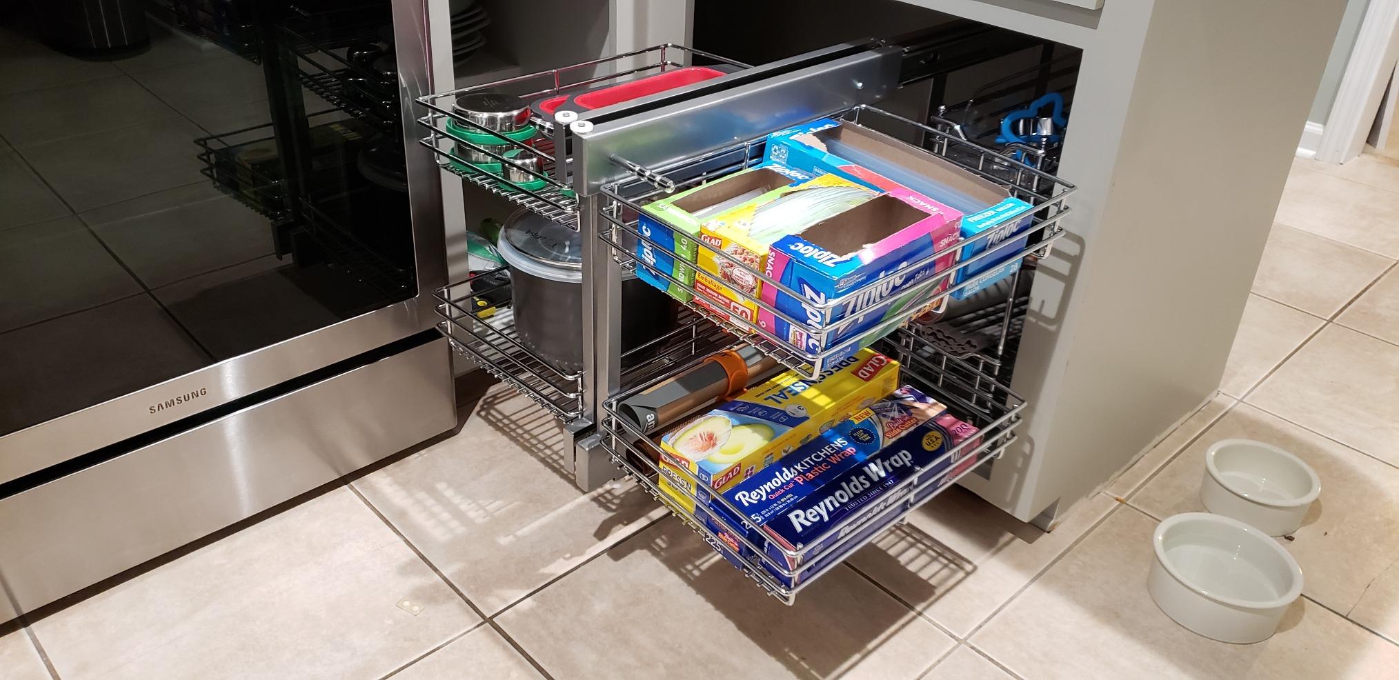 Rev-A-Shelf Dual Pullout Organizer for Cabinets, Min Opening Width of 18