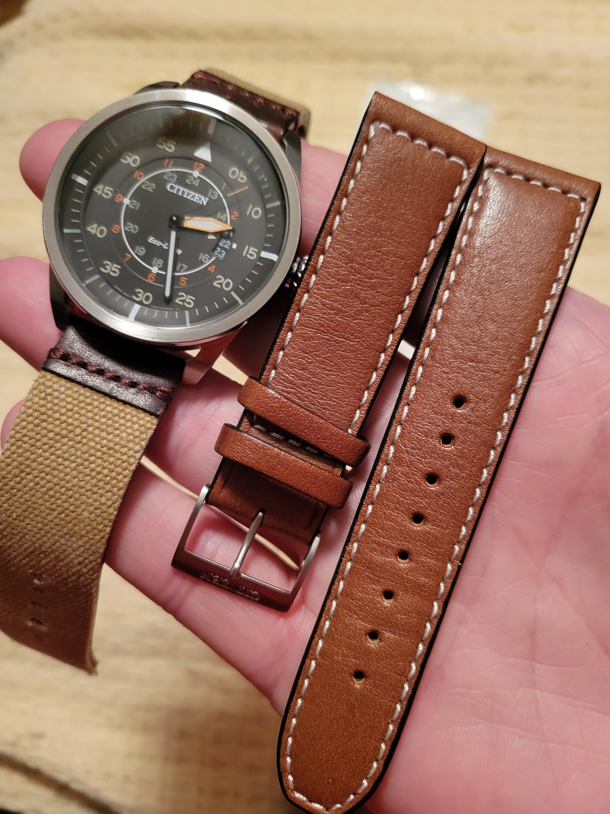 Citizen Men's Eco-Drive 3-Hand Date Avion Watch with Leather Strap (Style: AW1361:10H) customer photo 1