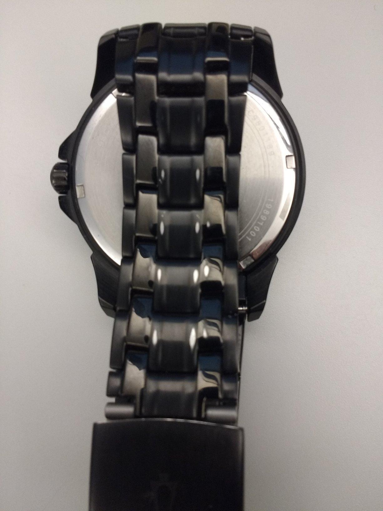 Bulova Men's Classic Dress 6-Hand Multi-Function Day/Date Quartz Watch, Black Patterned Dial, 43mm customer photo 1