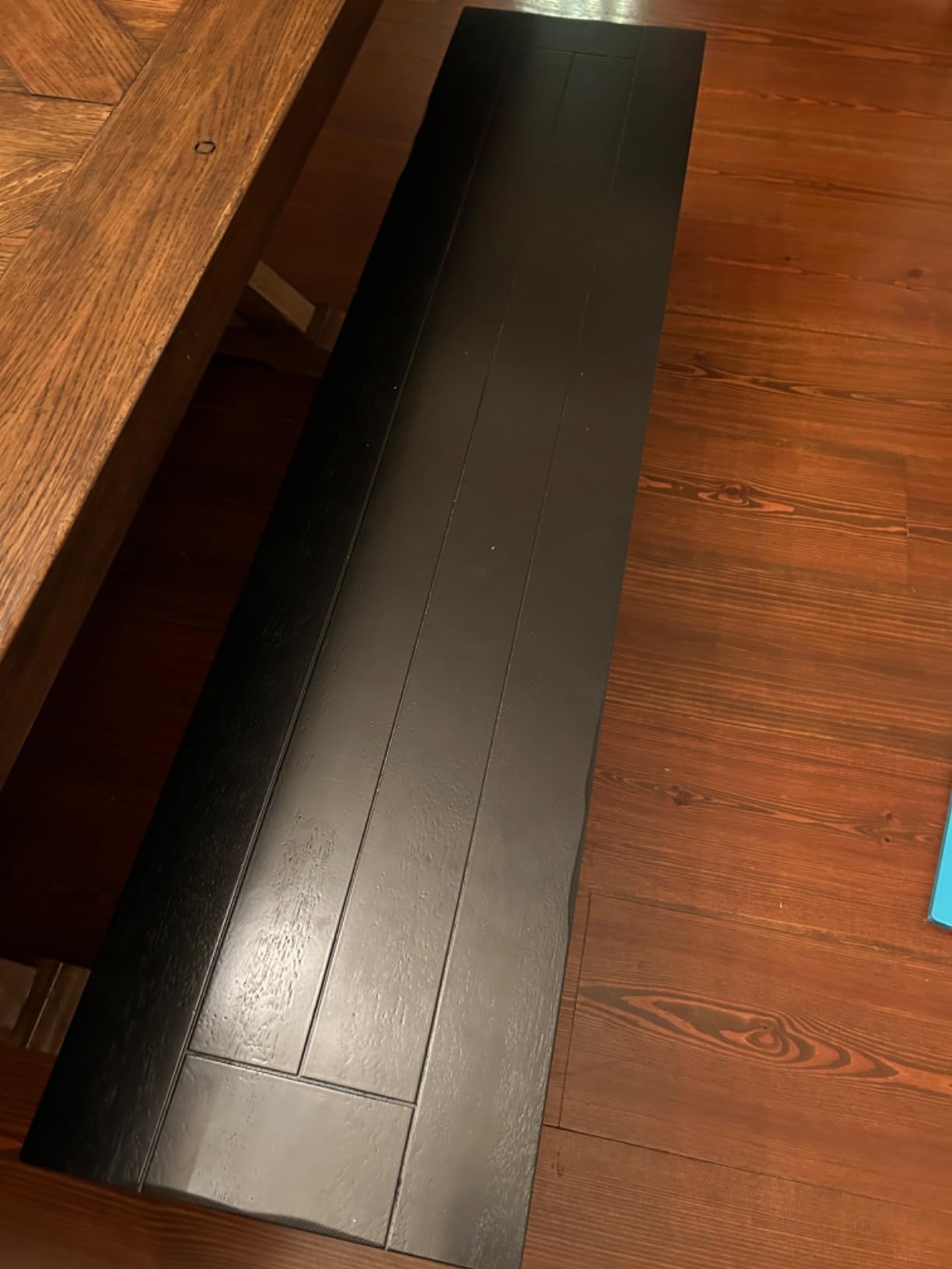 Walker Edison 3 Person Modern Farmhouse Wood Armless Kitchen Dining Bench, 60 Inch, Black customer photo 1