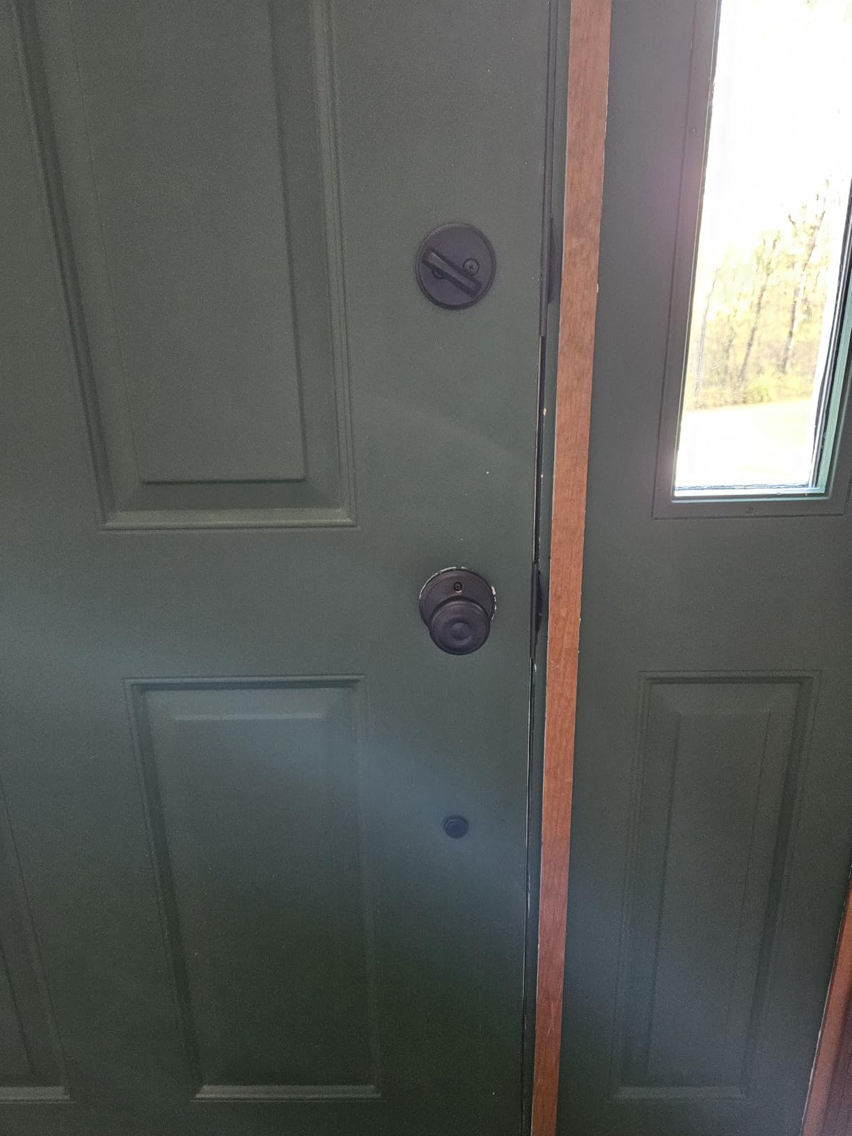 Schlage Front Door Entry Handleset, Georgian Knob, Matte Black | Front door handleset with deadbolt and interior knob, Easy install, Universal fit customer photo 2