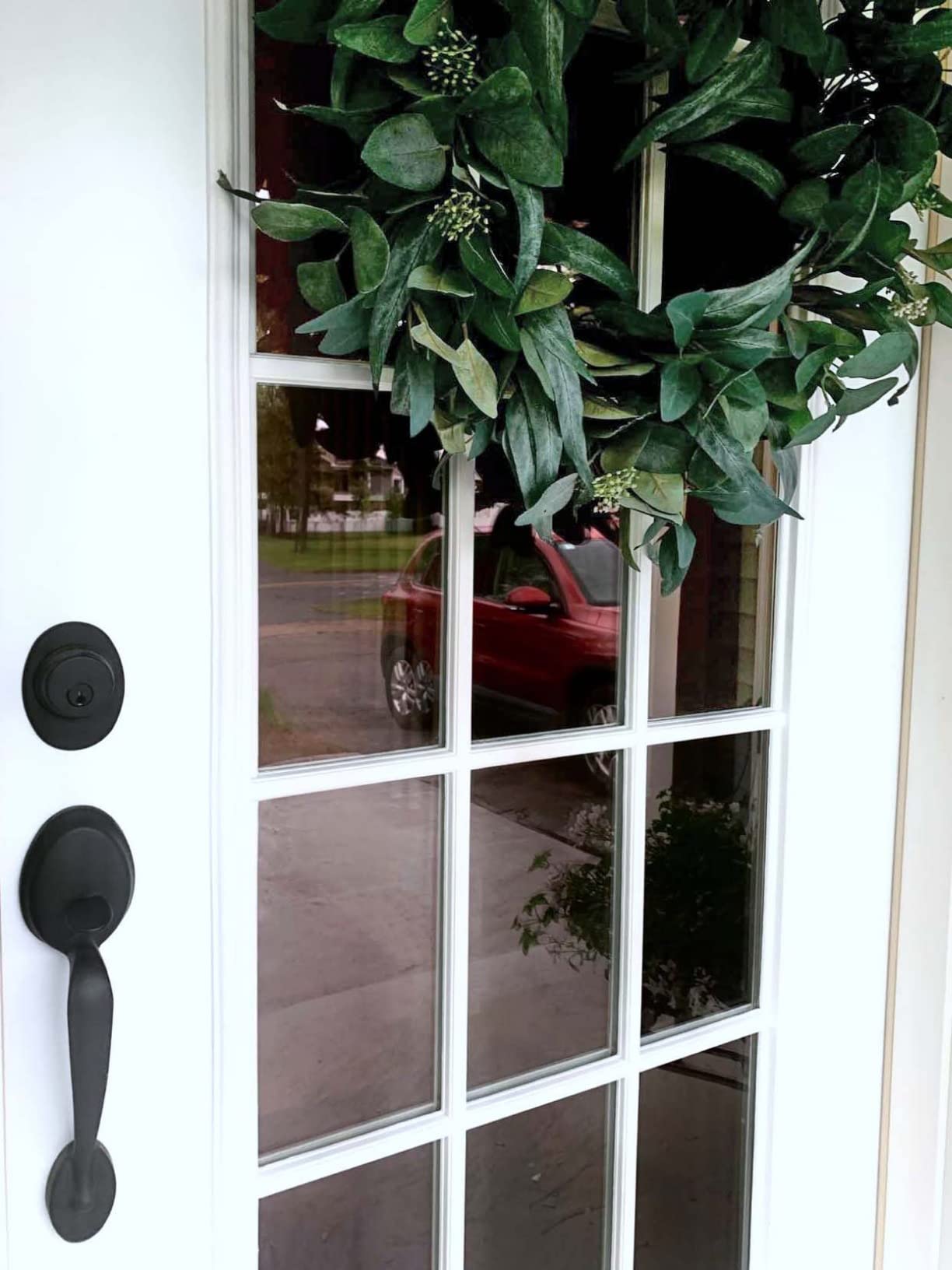 Schlage Front Door Entry Handleset, Plymouth Knob, Matte Black | Front door handleset with deadbolt & interior knob, Easy install, Universal fit, Certified security & durability, 2 keys customer photo 1