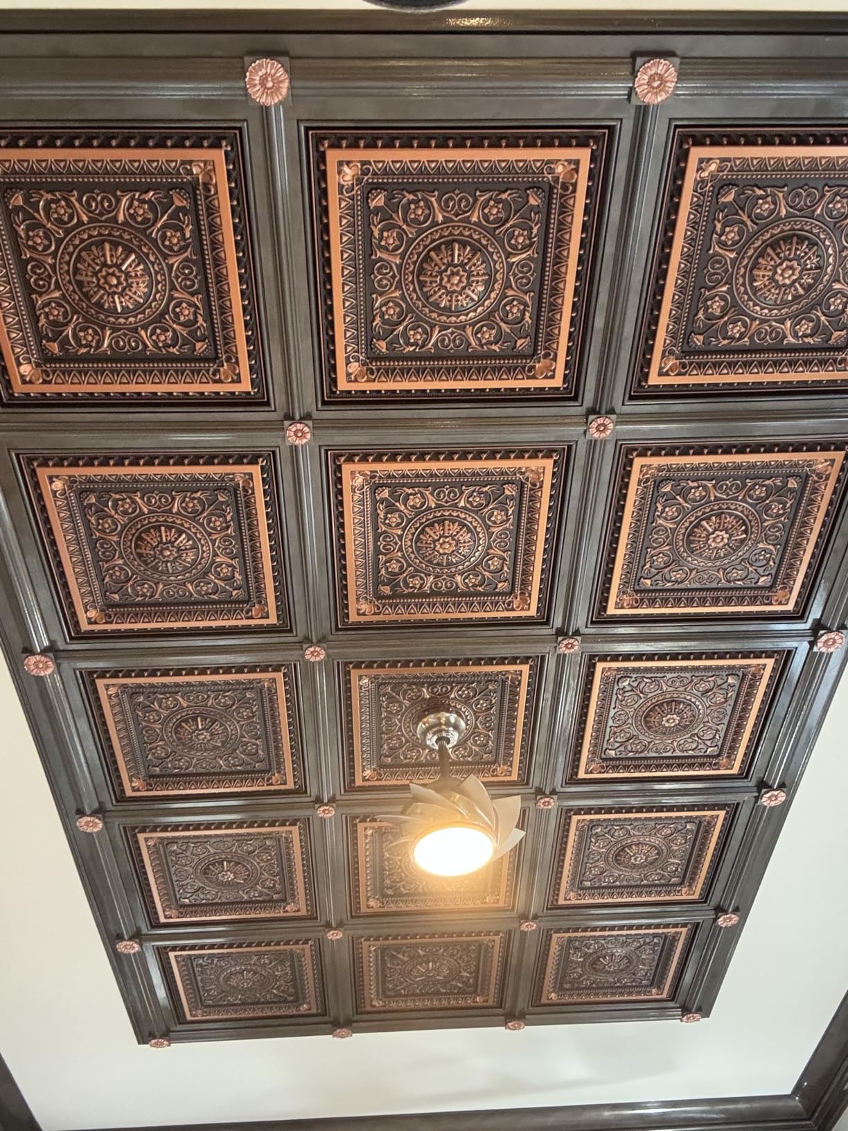 uDecor Marseille Antique Copper Ceiling Tiles - 2 ft. x 2 ft. Decorative Ceiling Tiles, Box of 10, Faux Tin Look, Class A Fire Rated, Easy to Install, Lightweight Vinyl customer photo 2