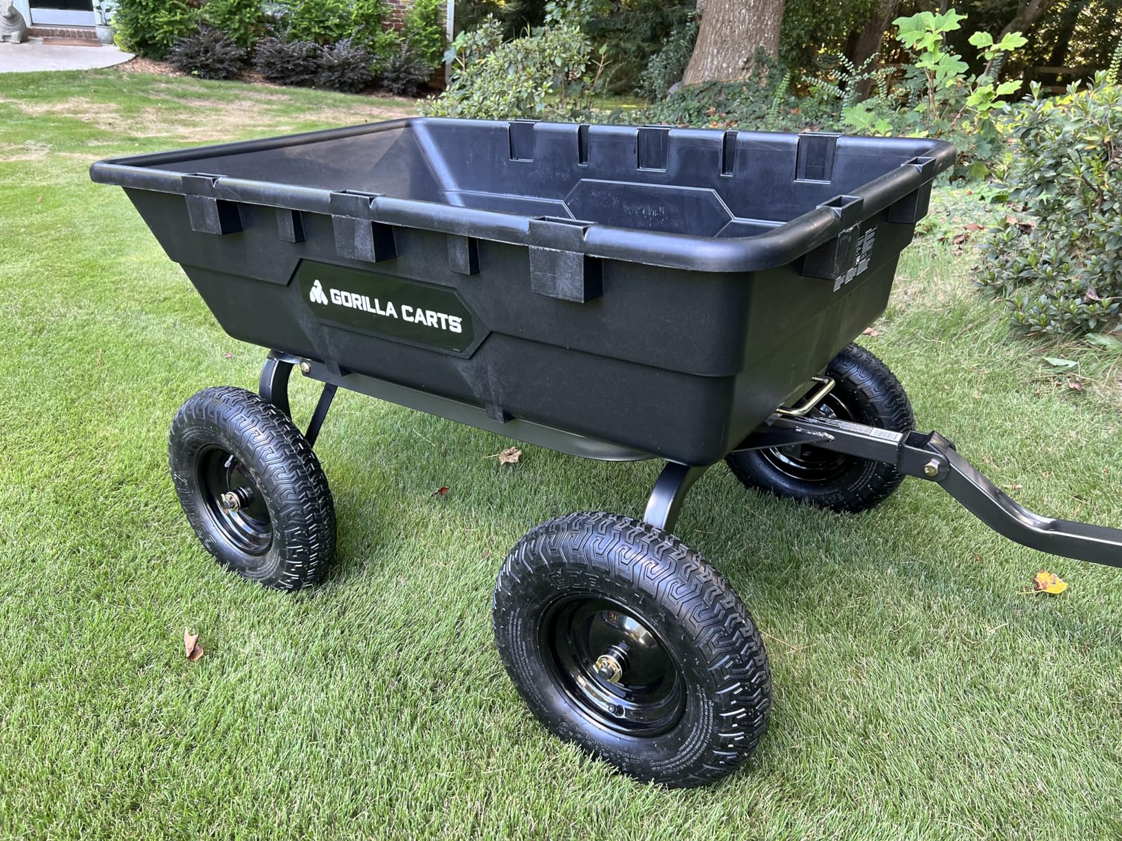 Gorilla Carts Heavy-Duty Poly Yard Dump Cart, 10 Cu Ft Tub, 1500 lb Haul Capacity, Black - Towable Utility Wagon with Quick-Release Dumping & Pneumatic Tires for Landscaping and Gardening customer photo 2