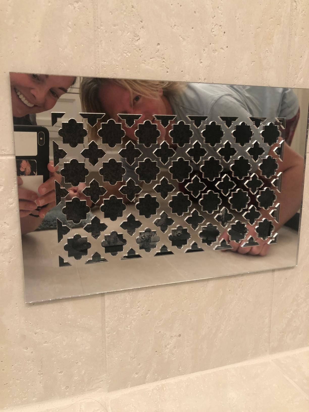 SABA Home Decor Fiberglass Decorative Grille Vent Return Register Easy Air Flow Venetian Style Cover 6 inch x 6 inch (8 x 8 Overall). for Walls and Ceilings (not for Floor use), Mirror Finish customer photo 2