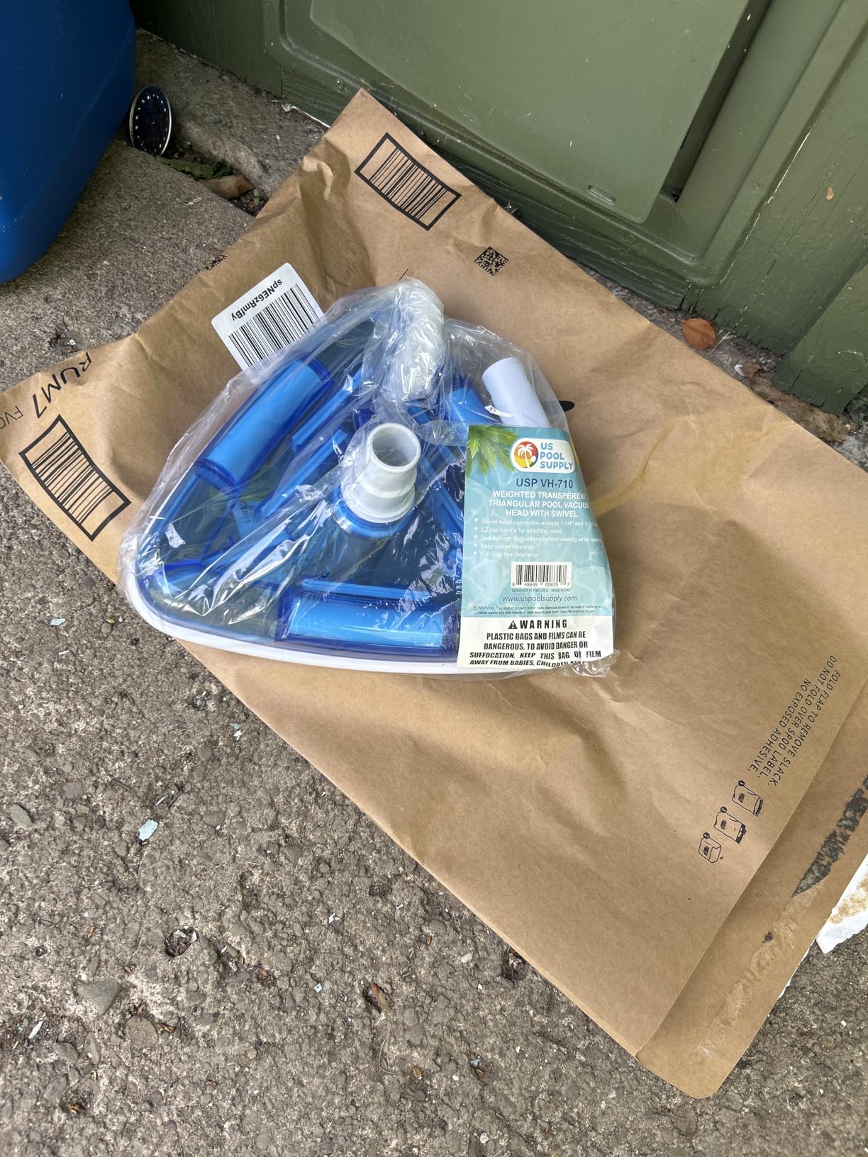 U.S. Pool Supply Weighted Transparent Triangular Pool Vacuum Head with Swivel Hose Connection and EZ Clip Handle - Connect 1-1/4 or 1-1/2 in Hose - Removes Debris, Clean Corners - Safe for Vinyl Pools customer photo 1