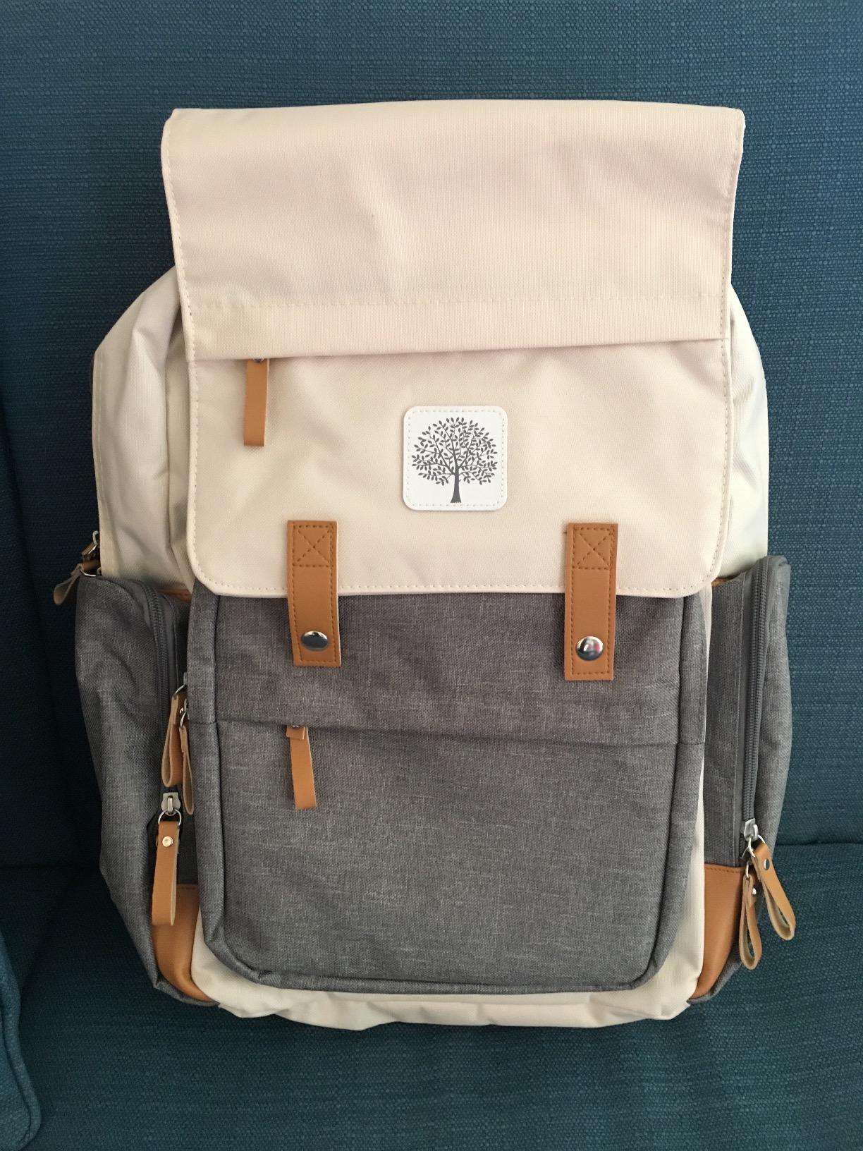 Parker Baby Co. Birch Bag, Birch Diaper Backpack, Insulated Pockets - Cream, with changing pad, stroller straps, 10+ pockets customer photo 1