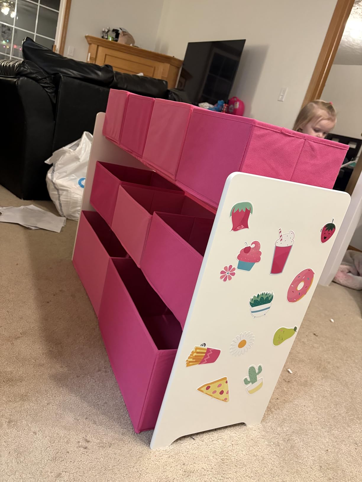 Delta Children Deluxe Multi-Bin Toy Organizer with Storage Bins, White/Pink Bins customer photo 2