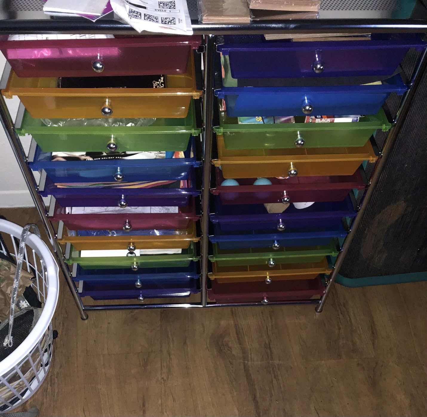 Giantex 20 Drawer Rolling Storage Cart Tools Scrapbook Paper Office School Organizer, Multicolor customer photo 1