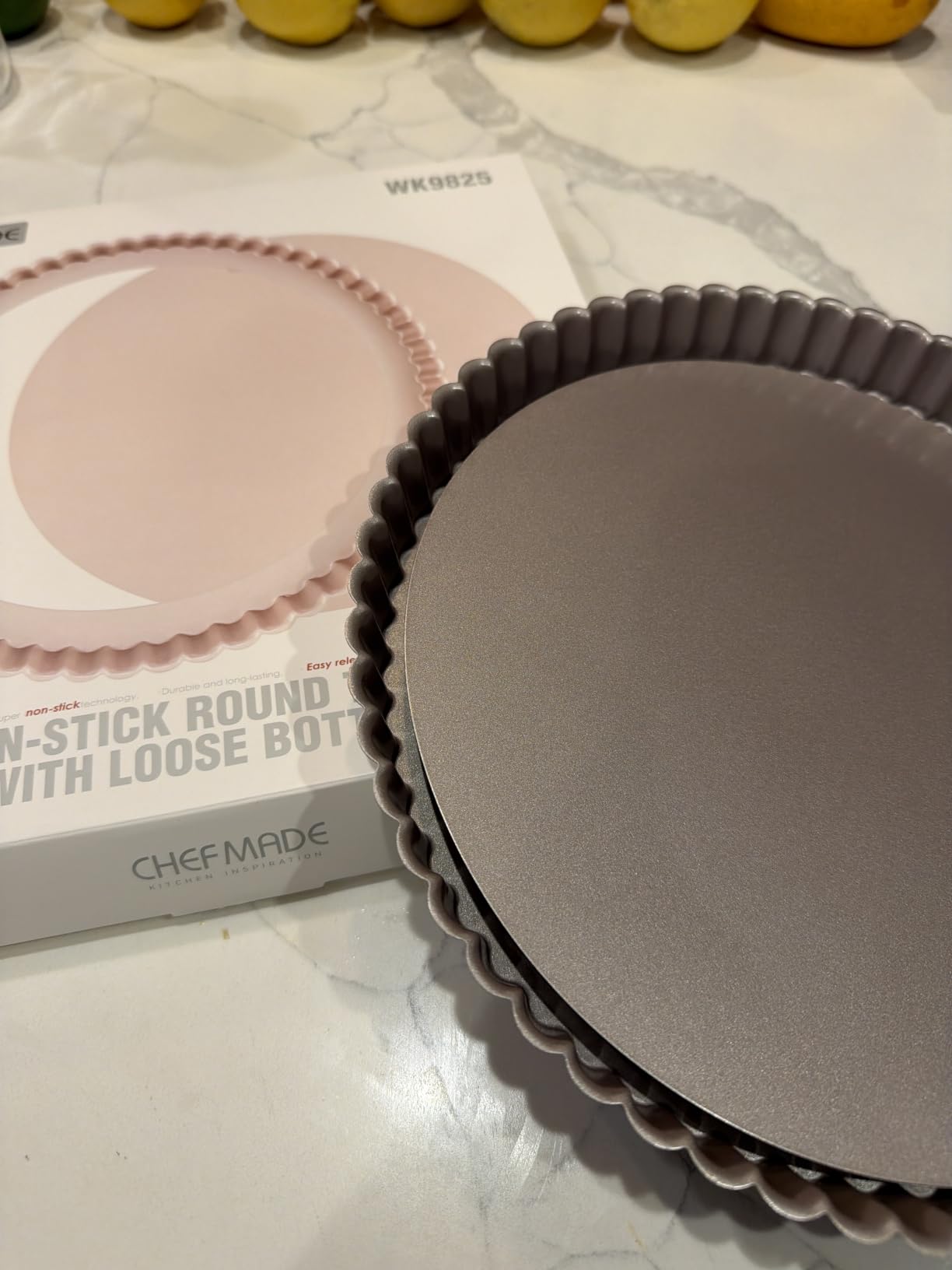 CHEFMADE 9.5-Inch Round Tart Pan with Removable Loose Bottom, Non-Stick Carbon Steel Quiche Pan (Champagne Gold) customer photo 2