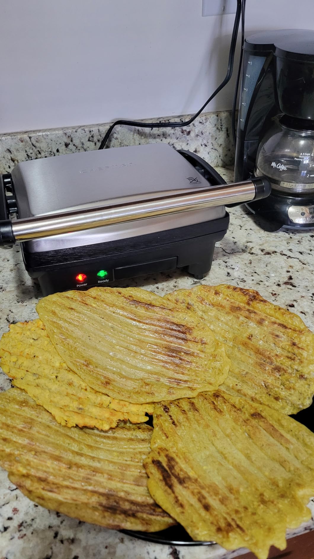 Chefman Panini Press Grill and Gourmet Sandwich Maker Non-Stick Coated Plates, Opens 180 Degrees to Fit Any Type or Size of Food, Stainless Steel Surface and Removable Drip Tray, 4 Slice, Black customer photo 2