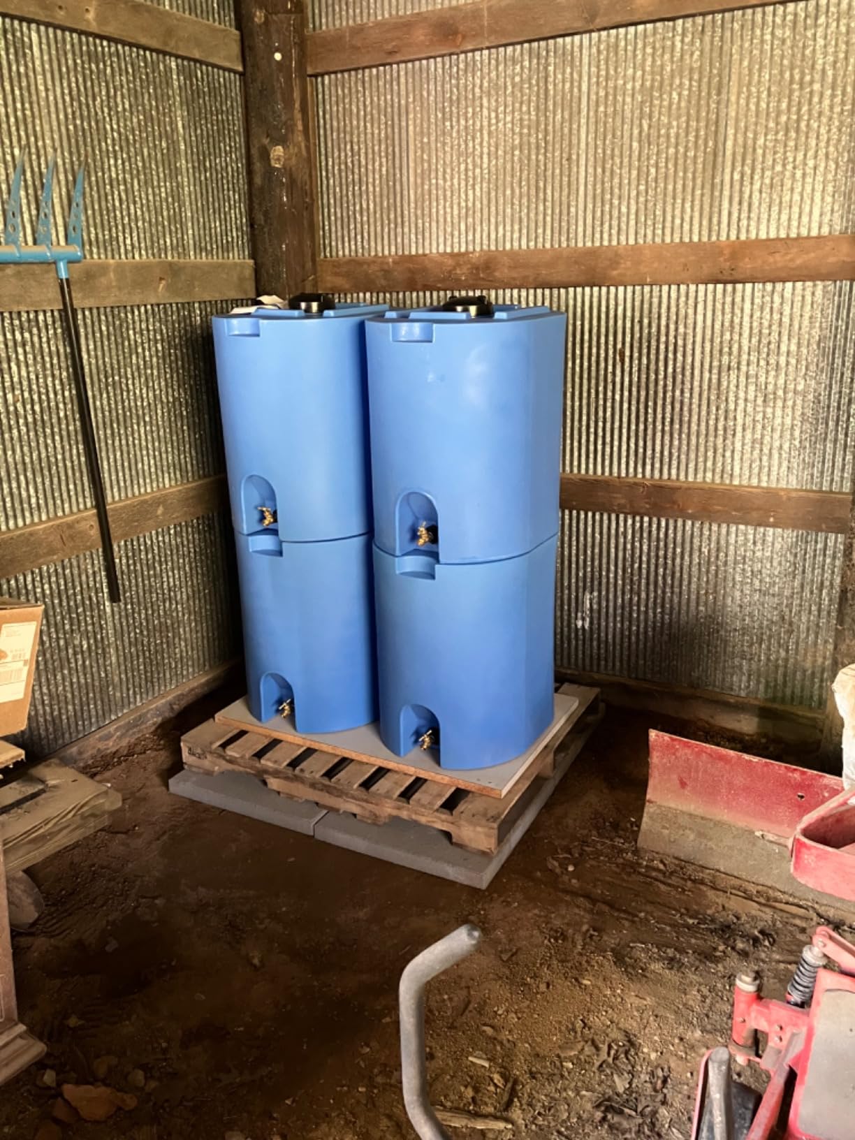 WaterPrepared Stackable Plastic Drinking Water Storage Tank with Spigots, 55 Gallon, Blue - Portable Emergency Hydration Container for Survival or Disaster Preparedness customer photo 2