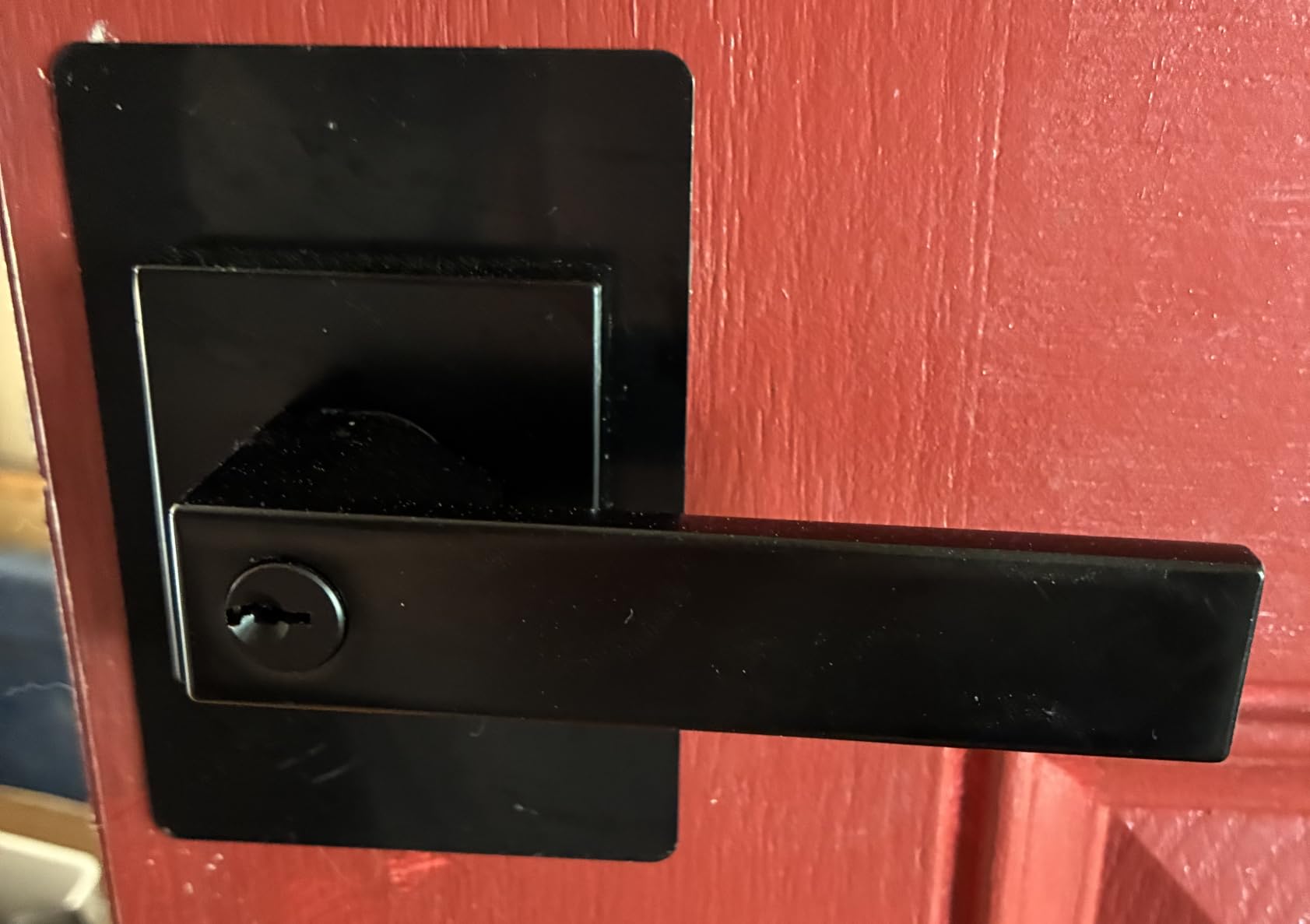 KNOBWELL Exterior Door Handle Heavy Duty Keyed Entry Door Lever Set(Not Keyed Alike) Entrance Handleset, Matte Black Finish, Left or Right Handing Door Handle 2.13 lb One Lever customer photo 1