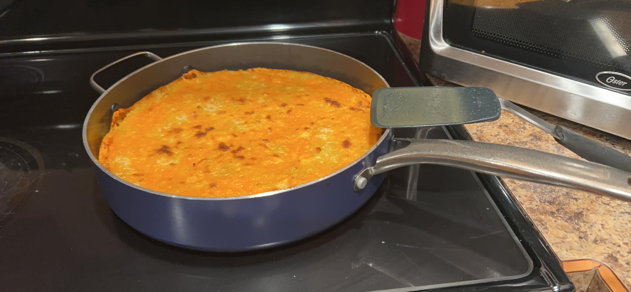 Blue Diamond 5QT Diamond Infused Ceramic Nonstick Sauté Pan with Lid, Blue | PFAS-Free Ceramic Nonstick Jumbo Cooker Skillet, Dishwasher & Oven Safe, Durable Metal Utensil Safe, Soups, Glass Lid customer photo 2