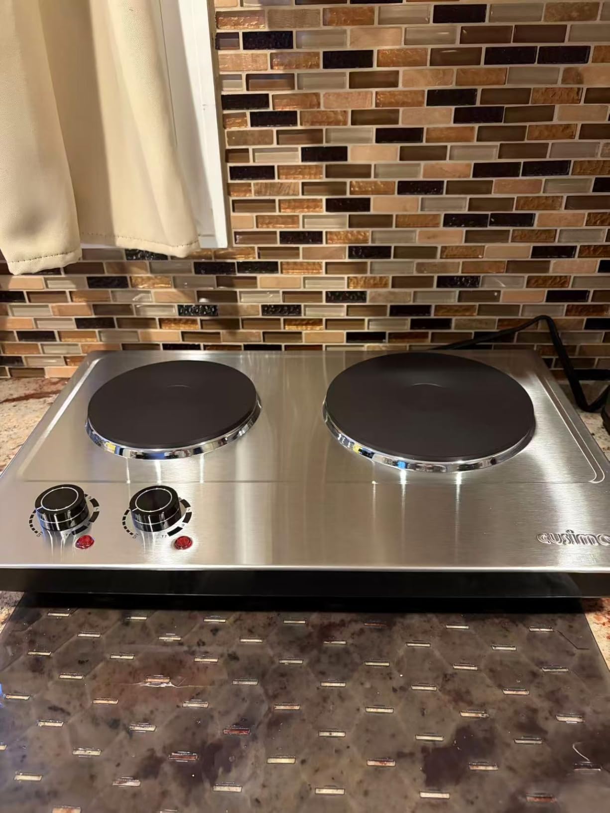CUSIMAX 1800W Double Hot Plate, Stainless Steel Silver Countertop Burner Portable Electric Double Burners Electric Cast Iron Hot Plates Cooktop, Easy to Clean, Upgraded Version C180N customer photo 2