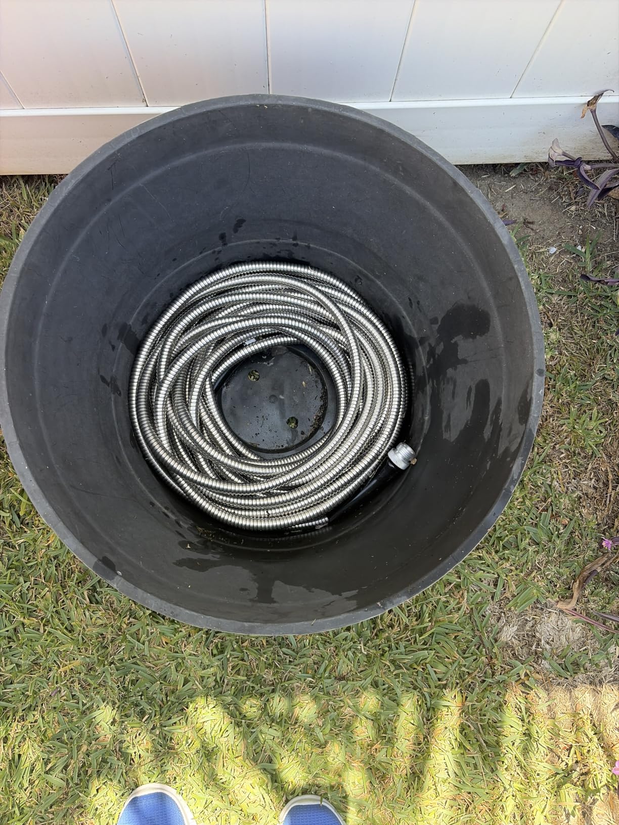 SPECILITE 50ft 304 Stainless Steel Garden Hose Metal, Heavy Duty Water Pipe with Nozzles for Yard, Outdoor - Flexible, Never Kink & Tangle, Puncture Resistant (Sliver) customer photo 2