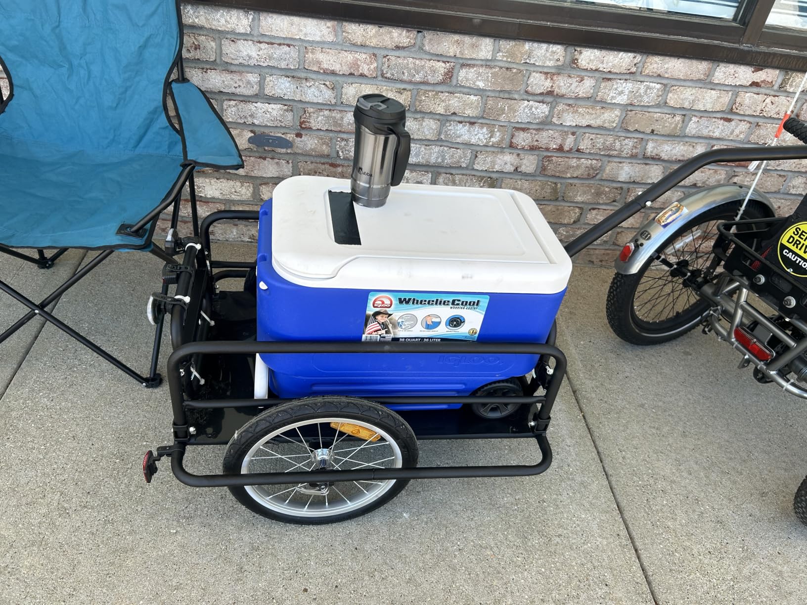 Aosom Bike Cargo Trailer, Bicycle Trailer, Heavy-Duty Bike Wagon Cart, Foldable Compact Storage, with Universal Hitch, 16