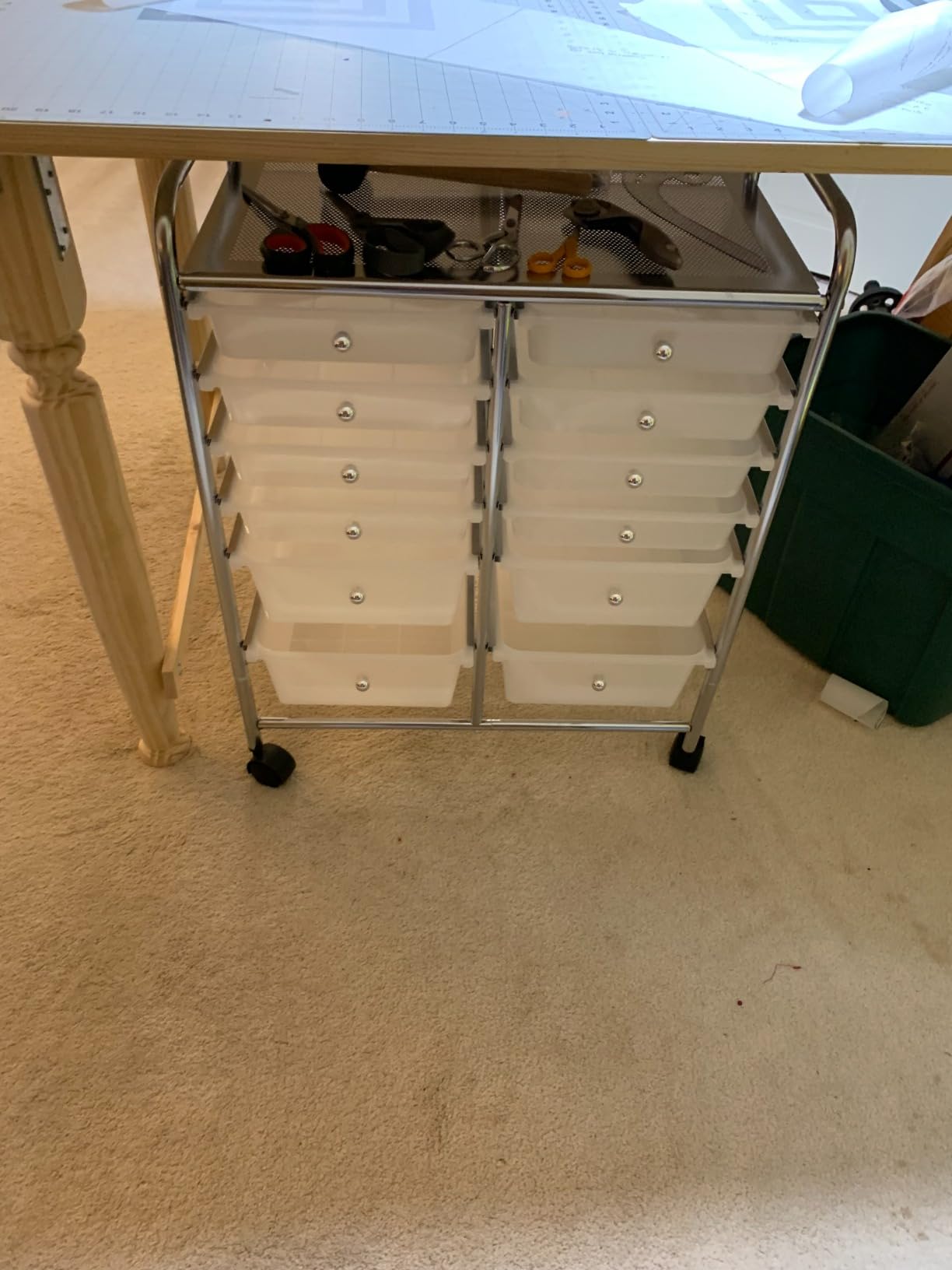 Simple Houseware 12 Drawers Rolling Utility Cart Organizer, Chrome, 2-Column, 32