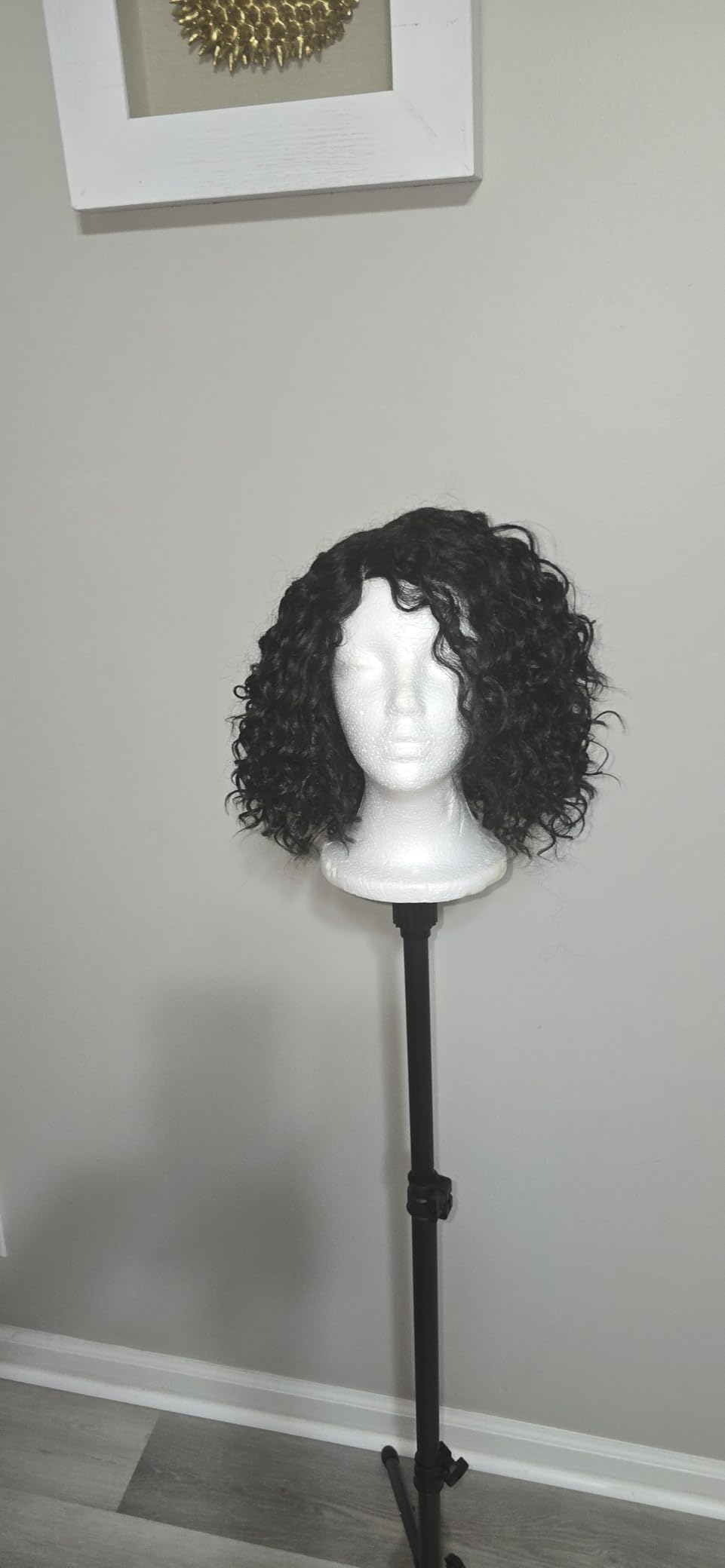 Klvied Reinforced Wig Stand Tripod for Mannequin Heads, Adjustable 34.64-51.48 Inch Wig Head Stand with 0.8 Inch Top Base, Carrying Bag, T-Pins, Wig Caps, Comb and Hair Clips customer photo 1