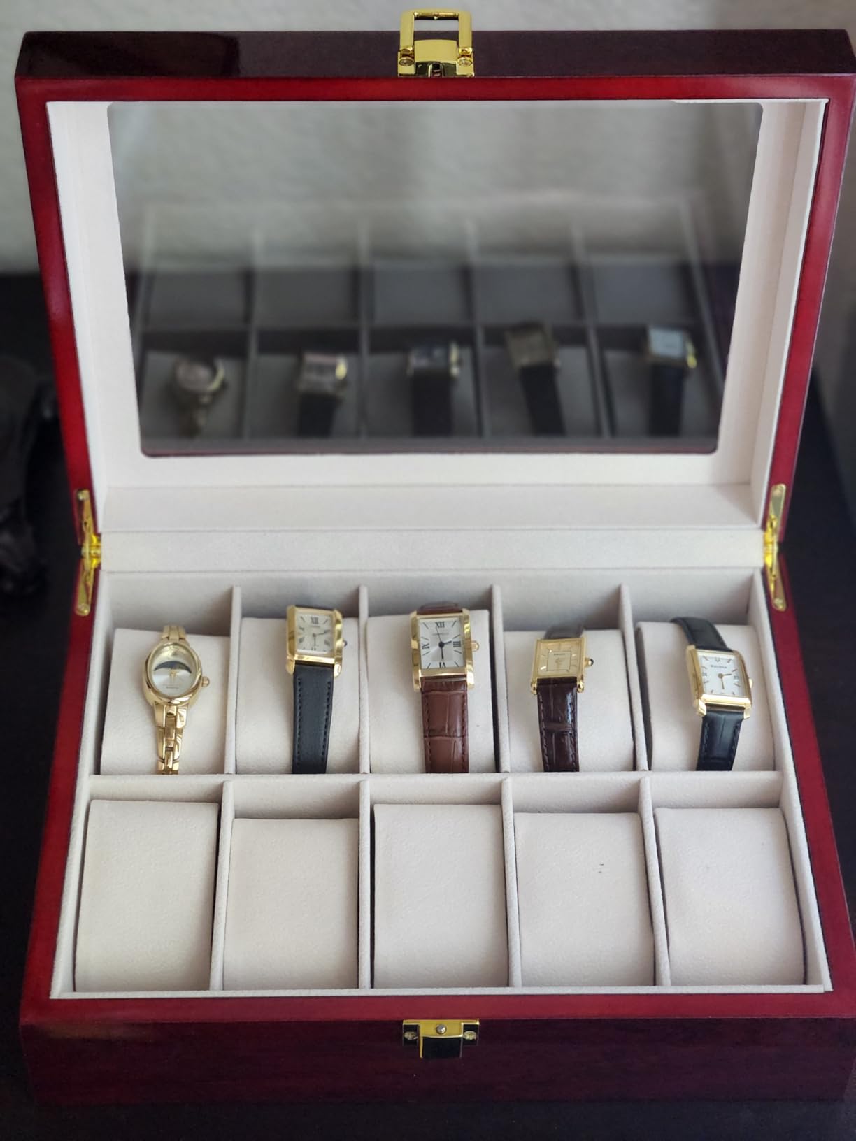 Uten 20 Wooden Watch Storage Box 2 Layers Organizer Collection Jewelry with Glass Lid customer photo 2