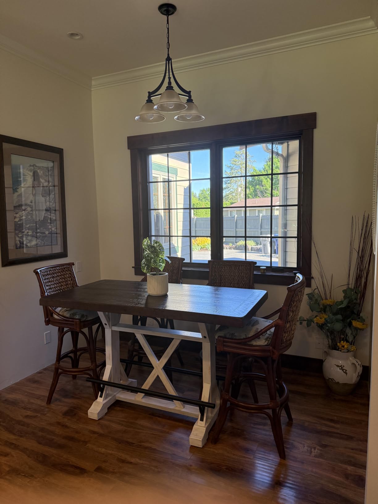 Signature Design by Ashley Valebeck Counter Height Dining Table, Rustic Farmhouse Design, Black Metal Footrest, Seats Up to 4, Great for Small Spaces, White customer photo 2