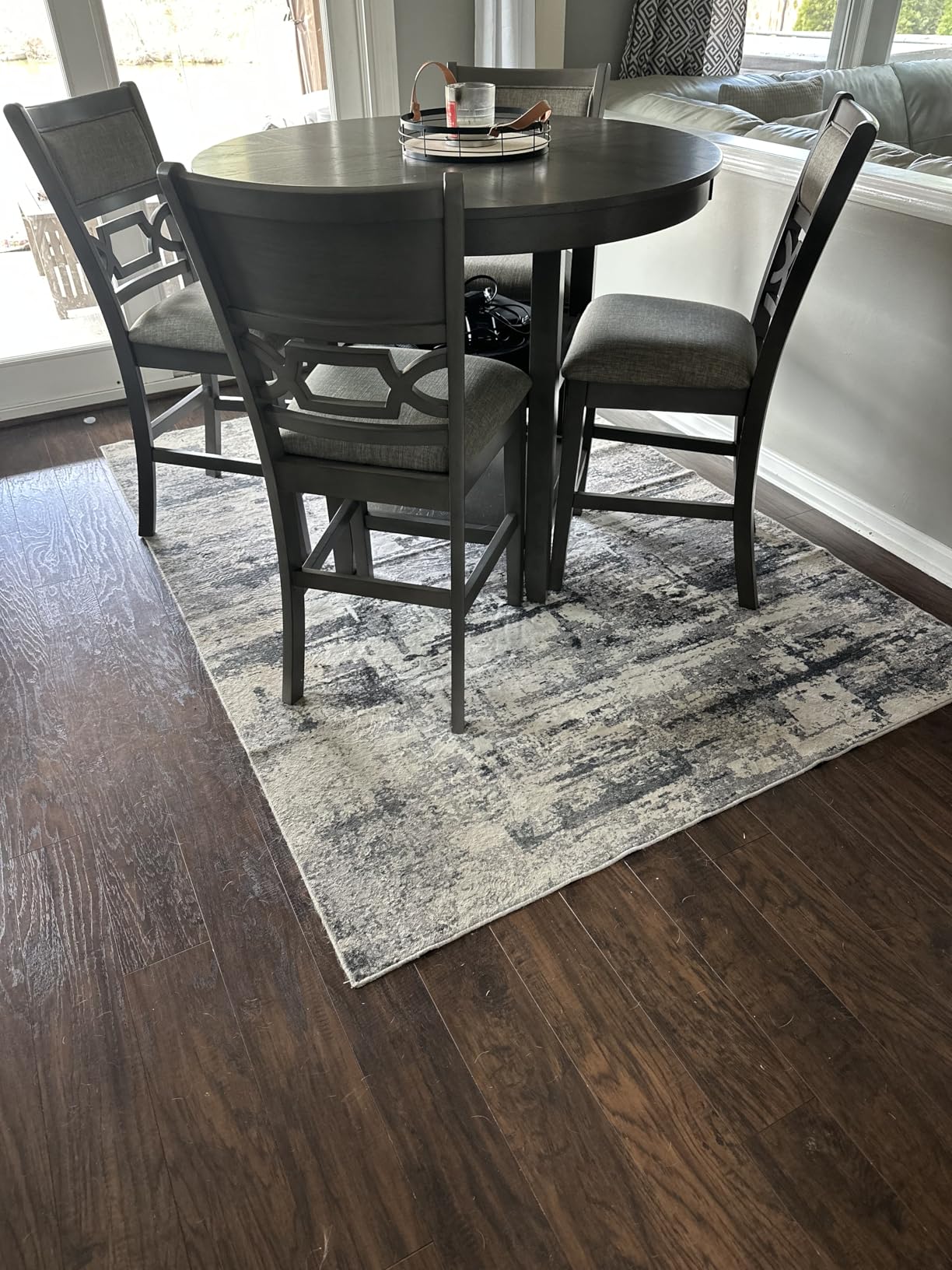 Signature Design by Ashley Bridson 5-Piece Counter Height Dining Table Set, Space-Saving Square Design, Solid Wood, Engineered Wood, and Birch Veneer Construction, Gray customer photo 1