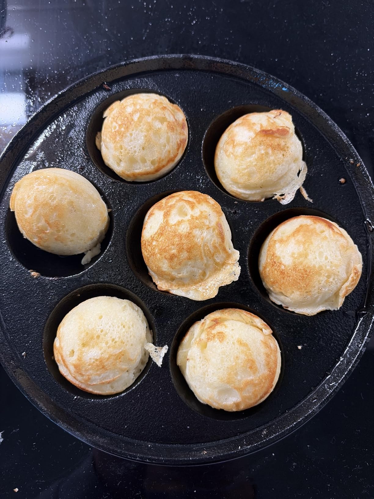 KUHA Cast Iron Aebleskiver Pan | Pre-Seasoned Danish Pancake Pan | 7.9