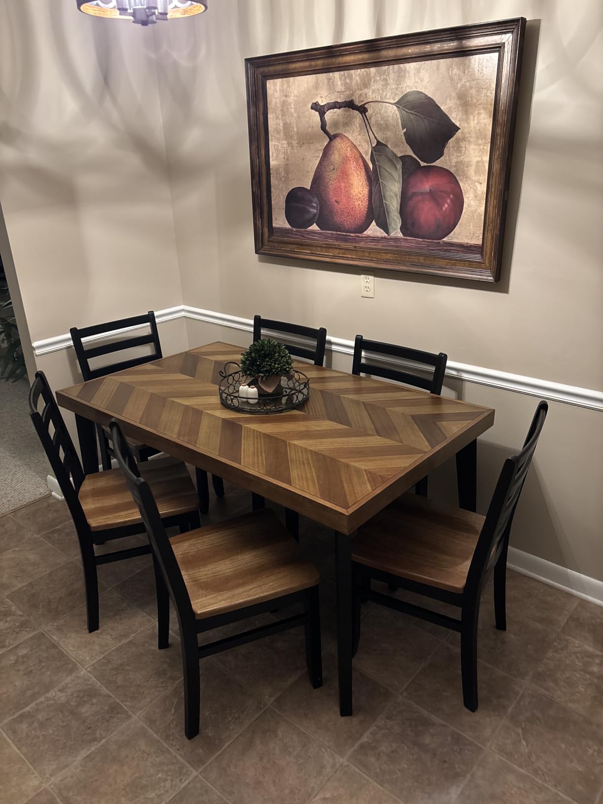 Signature Design by Ashley Caitbrook Rustic 7-Piece Dining Set - Rectangular Table with 6 X-Back Upholstered Chairs, Gray customer photo 1
