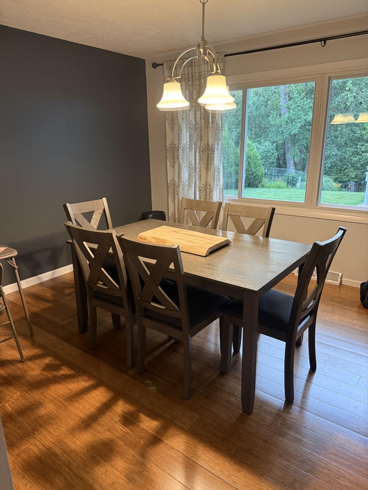 Signature Design by Ashley Caitbrook Rustic 7-Piece Dining Set - Rectangular Table with 6 X-Back Upholstered Chairs, Gray customer photo 2