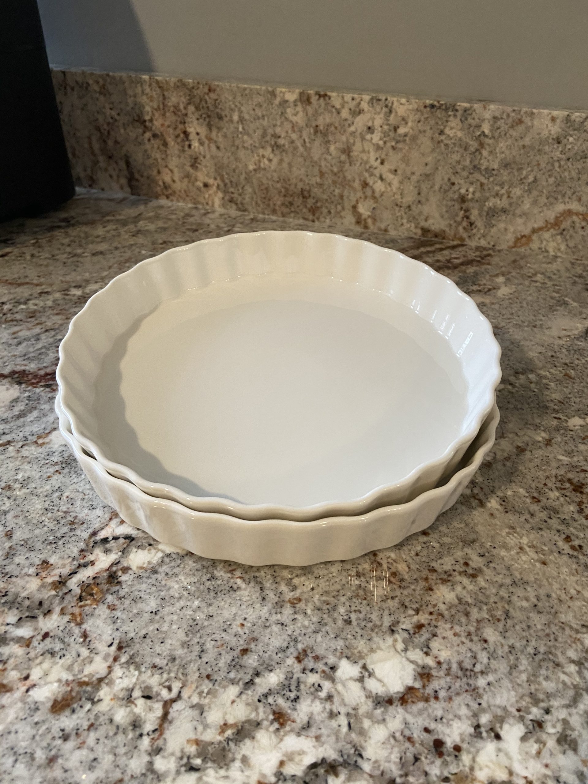 DELLING 9.5 Inch Ceramic Tart Pan Set of 2 - Porcelain Quiche Baking Dish with Fluted Edge, Round Pie Pan for Chicken Pot Pie, Cheesecake, Creme Brulee - White Oven Safe Bakeware customer photo 2