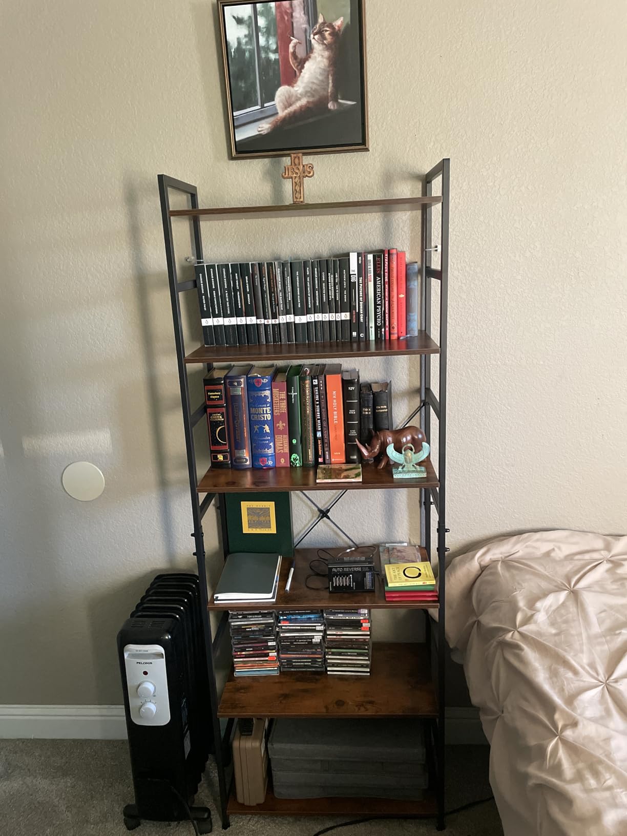 NUMENN 6 Tier Bookshelf, Tall Freestanding Open Storage Bookcase, Vintage | Storage Organizer with Metal Frame & Wood Shelves, Support Bars & Adjustable Feet for Bedroom, Living Room & Home Office customer photo 1