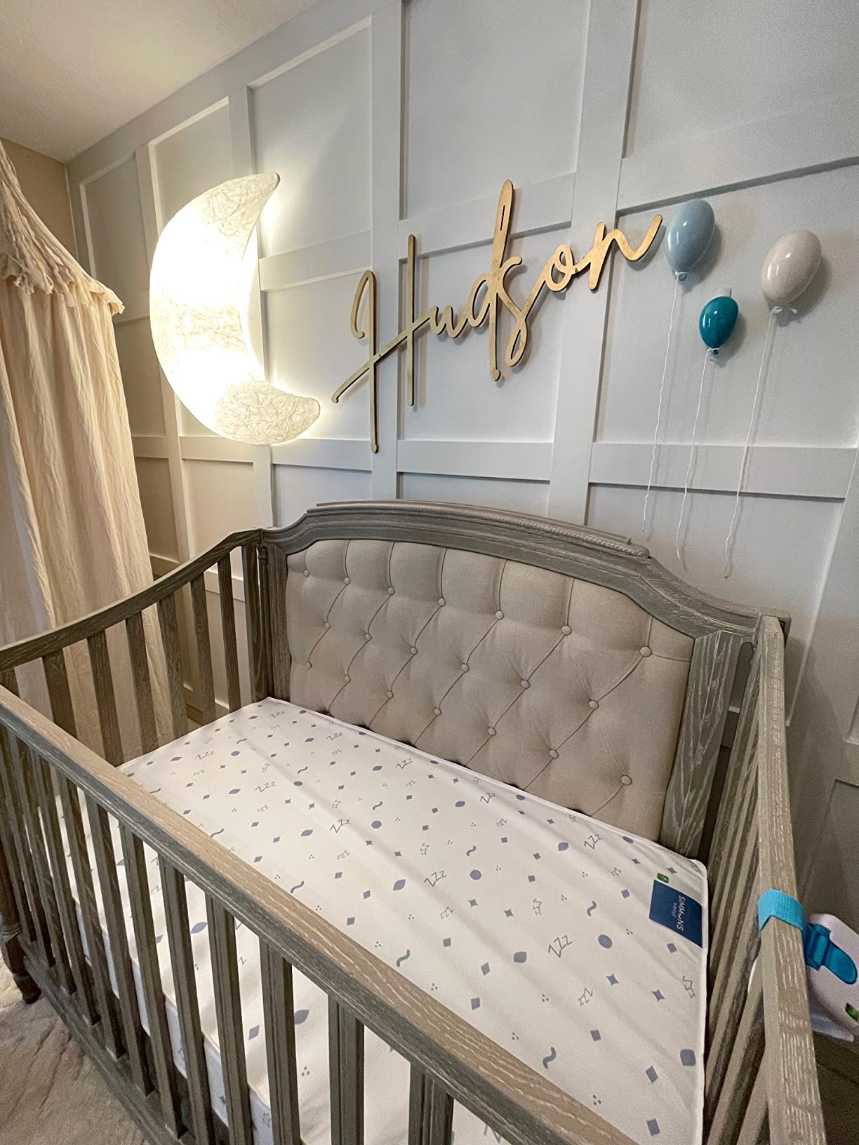 Simmons Kids Quiet Nights Dual Sided Baby Crib Mattress & Toddler Mattress - Sustainably Sourced Core - Waterproof - Hypoallergenic - GREENGUARD Gold Certified (Natural) - Ideal Firmness - Made in USA customer photo 1