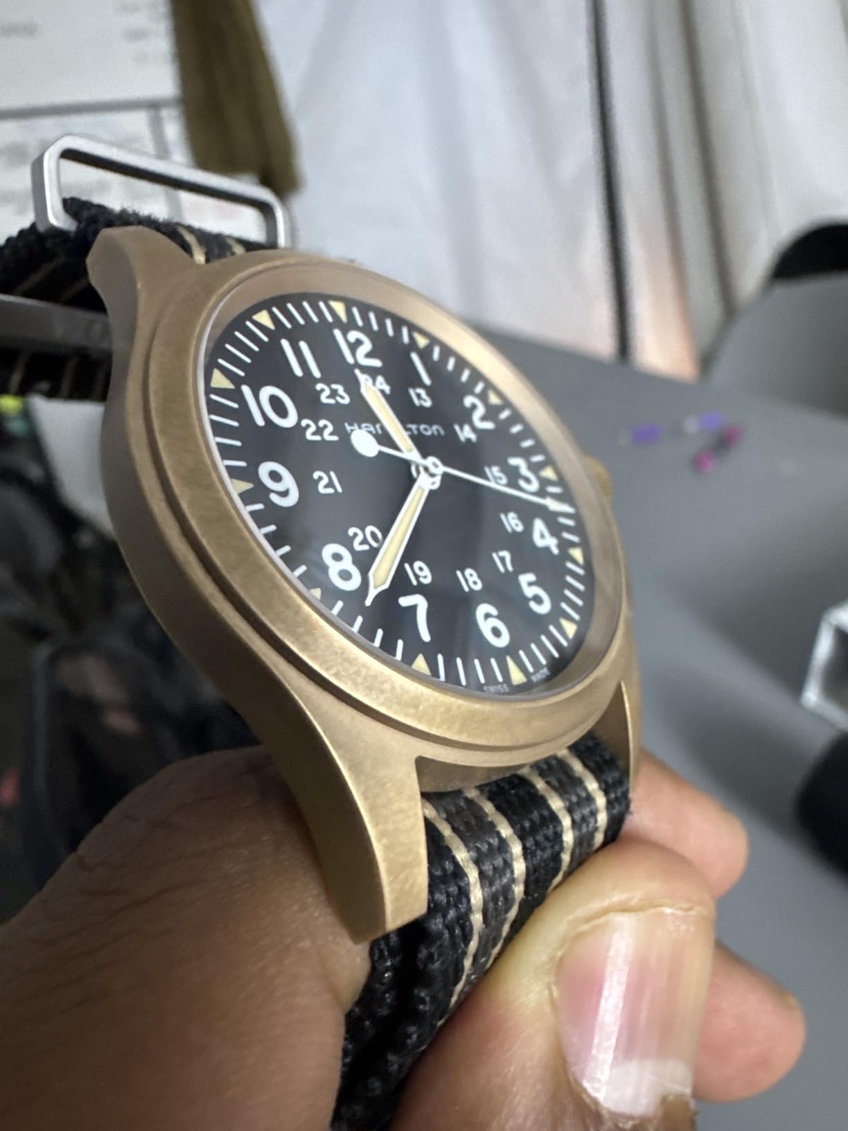 Hamilton Khaki Field Mechanical Men's Watch, 38mm Bronze and Titanium Case, Swiss Made, Black Dial customer photo 2