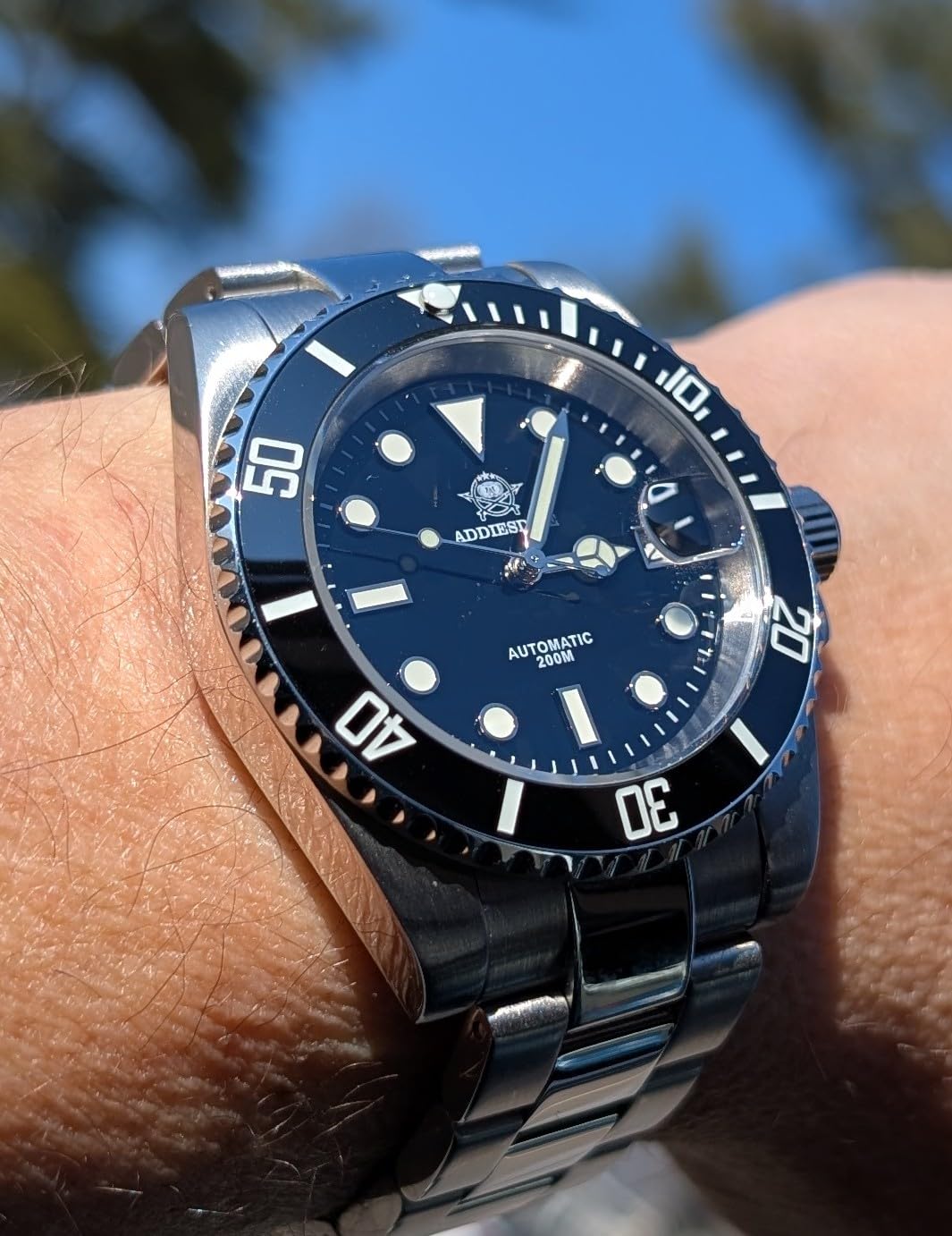 Automatic Watch for Men Waterproof Diver 200M Date Display Analog Steel Band Japan Mechanical Movement Mens Dive Watch customer photo 1