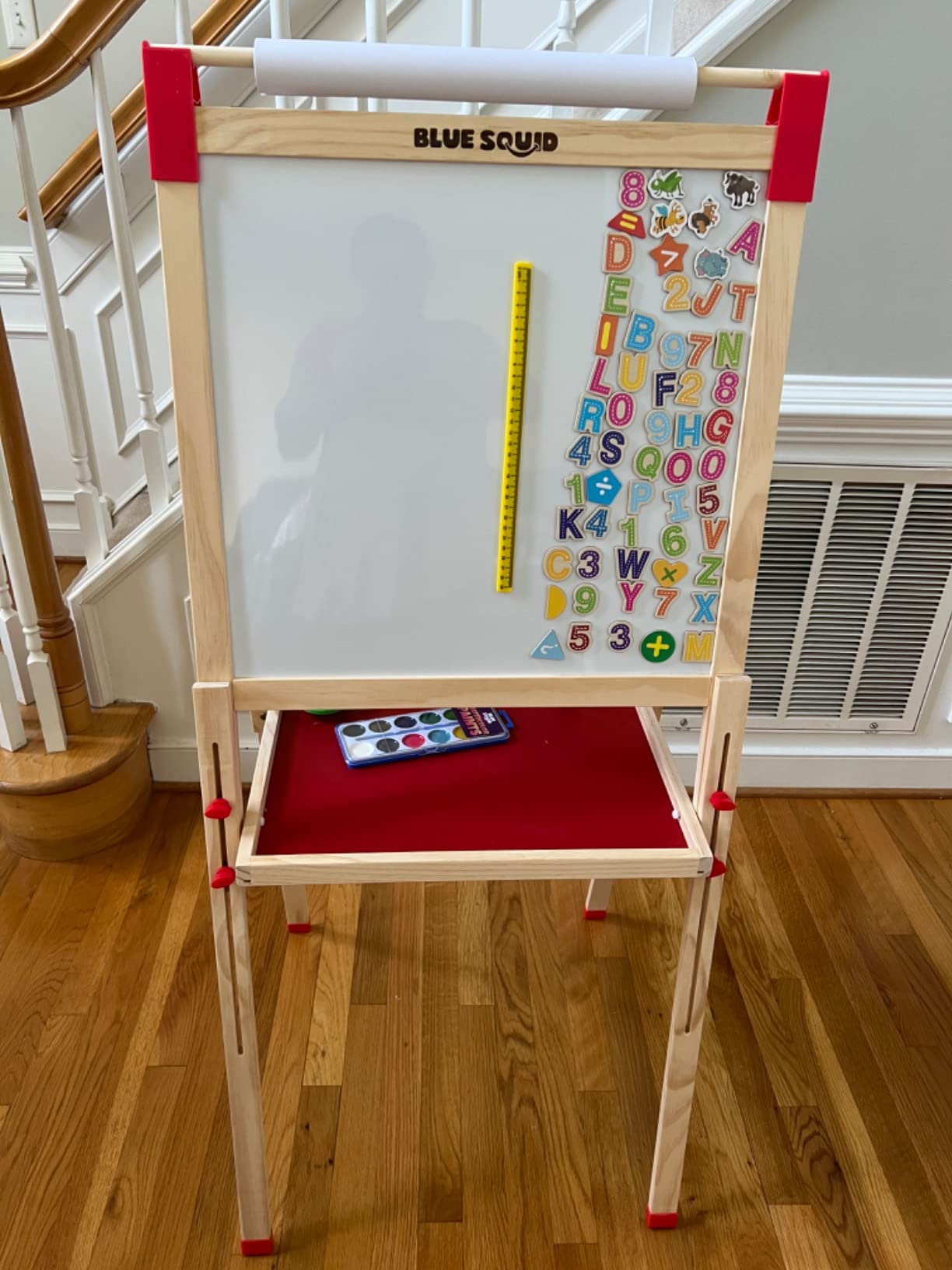 Blue Squid Art Easel for Kids with Paper Roll x 3, Includes 100+ Accessories, Double Sided Adjustable Wooden Painting Easel with Magnetic Chalk Board, White Board for Toddlers Ages 3,4,5,6,7,8,9,10,12 customer photo 2