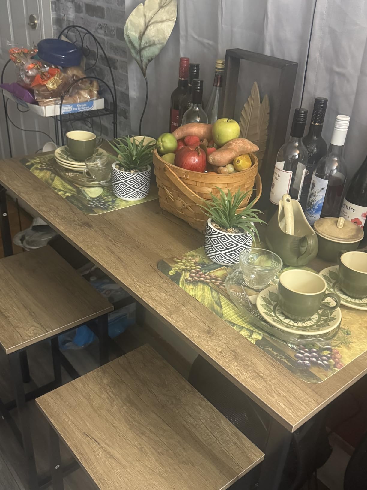 Yaheetech 3 Piece Dining Table Set, 47.5