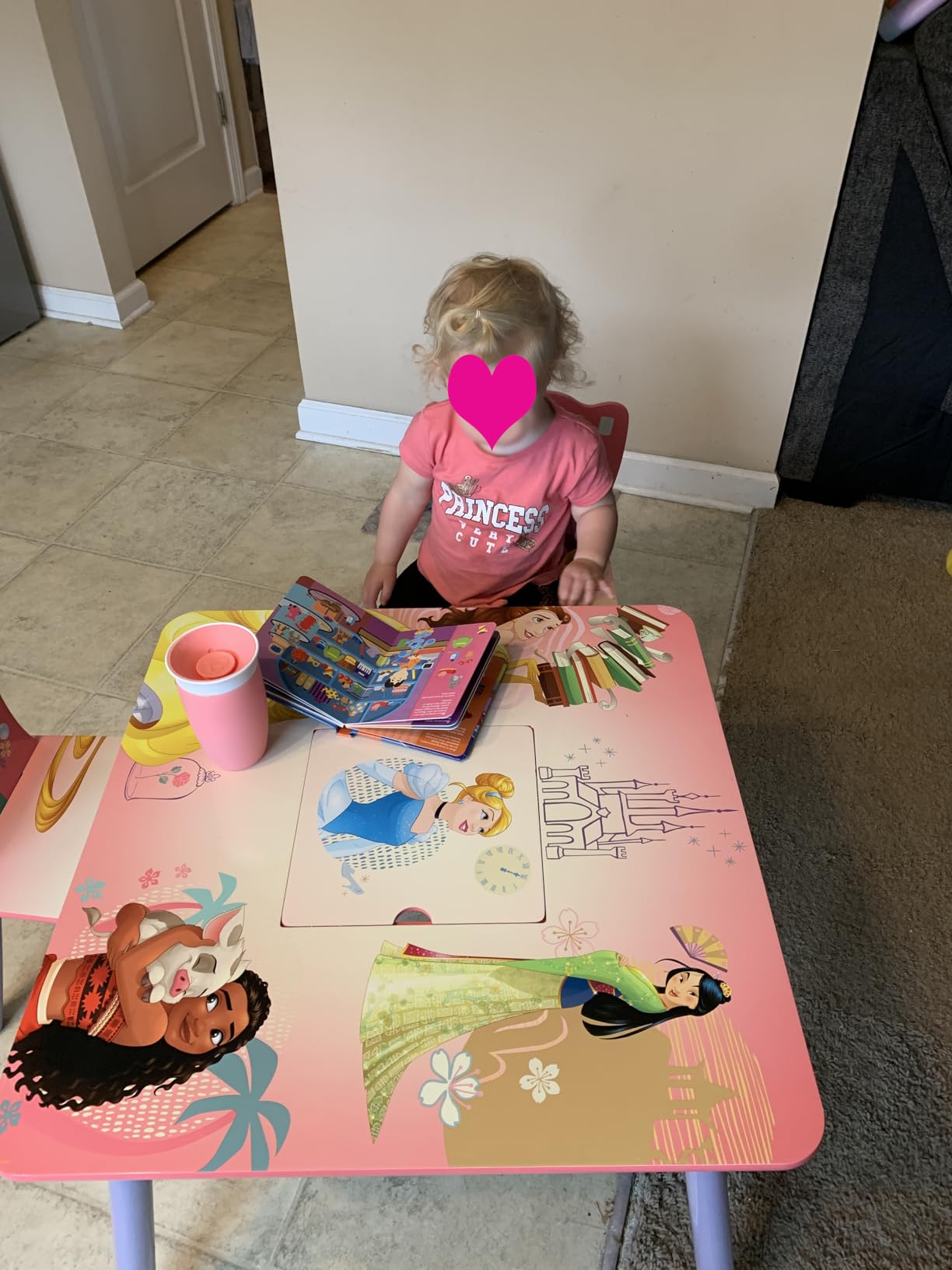 Delta Children Kids Table and Chair Set with Storage (2 Chairs Included) - Ideal for Arts & Crafts, Snack Time, Homeschooling, Homework & More, Disney Princess customer photo 2