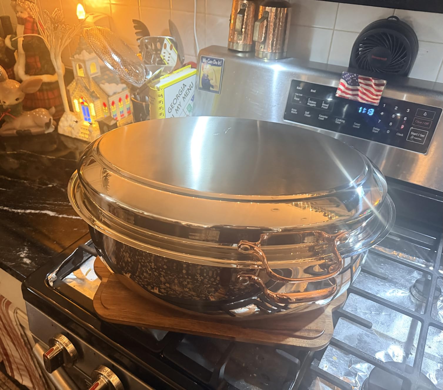 CONCORD Premium 12 Quart Stainless Steel Roasting Pan with Hangable Rack, Oval Turkey Roaster with Griddle Lid Multi-use Cookware customer photo 2