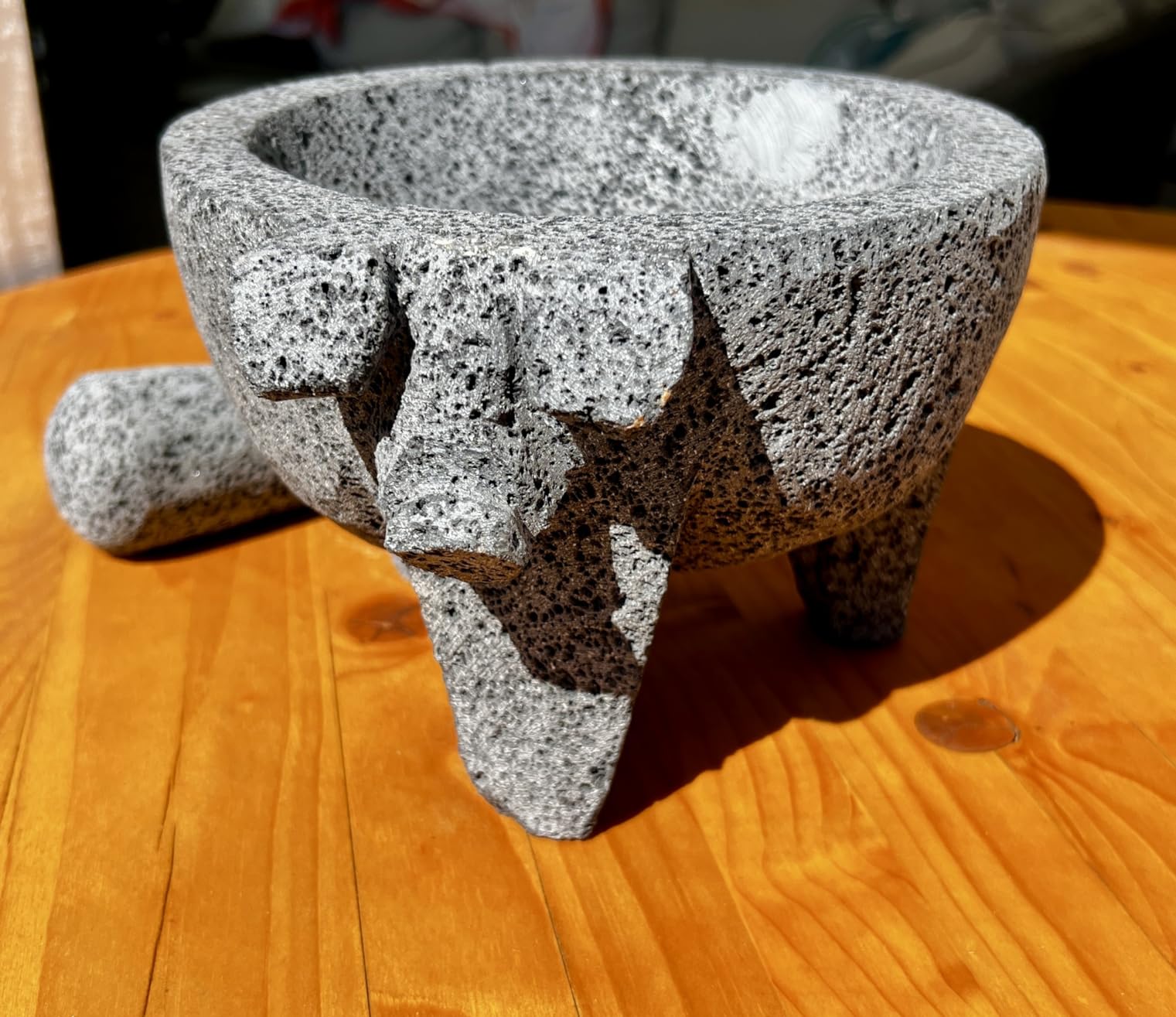 9 inch Molcajete Mortar and Pestle with Pig Design, Mexican Handmade with Lava Stone Ideal as Herb Bowl, Spice Grinder, Volcanic Stone customer photo 2