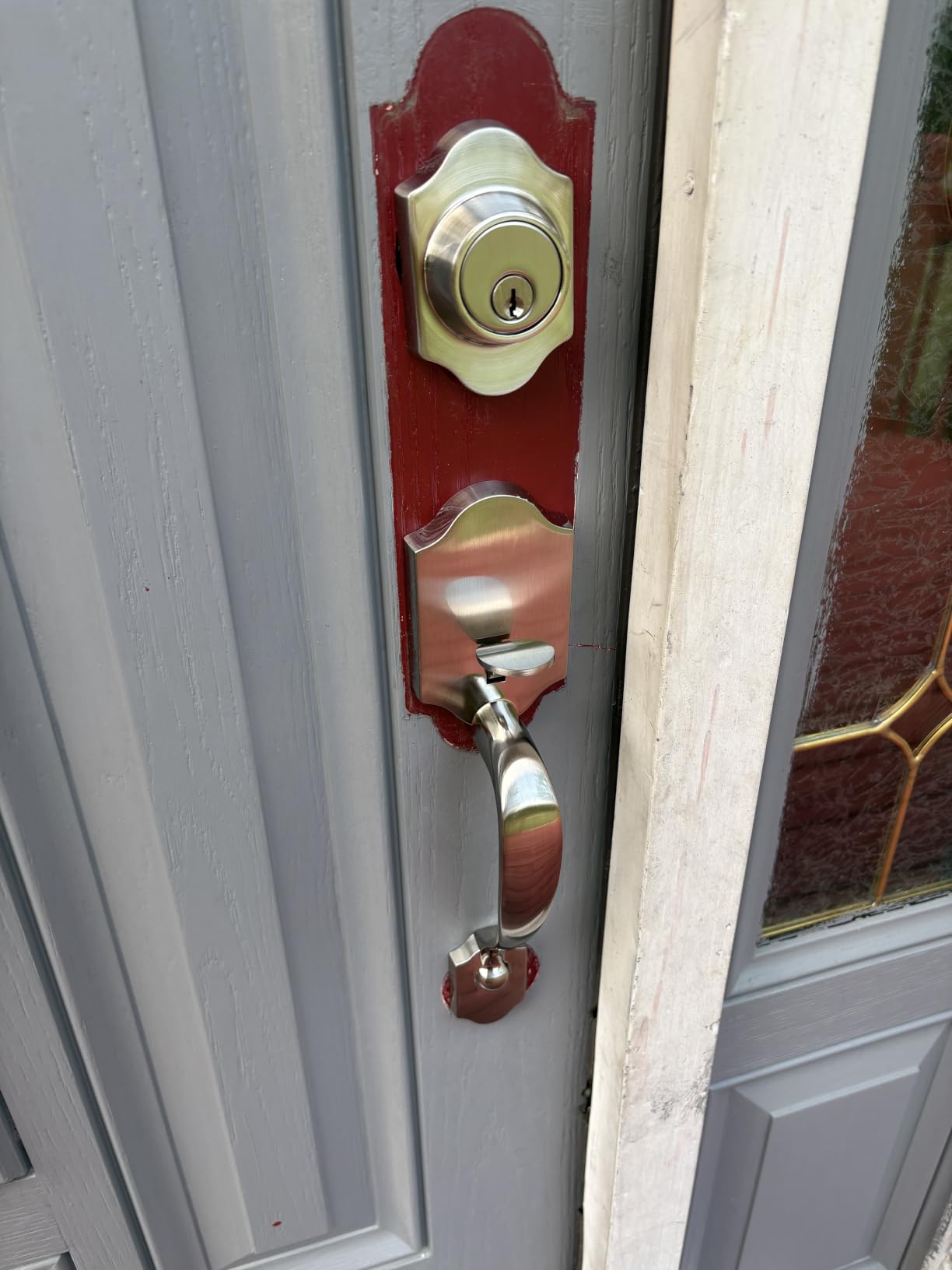 Brightify Satin Nickel Front Door Lock Set, Entry Door Handle Set with Deadbolt, Exterior Door Handle with Lock Lever and Single Cylinder, Reversible for Right & Left customer photo 2