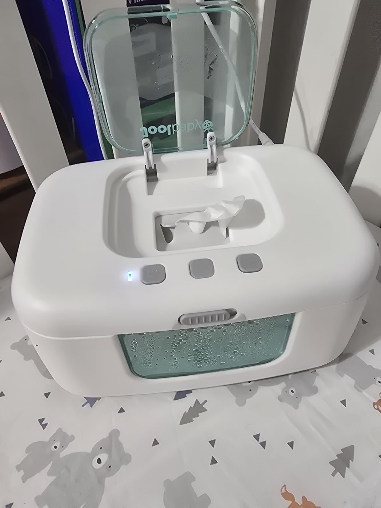 Jool Baby TinyBums Baby Wipe Warmer & Dispenser with LED Changing Light & On/Off Switch (Gray) customer photo 2