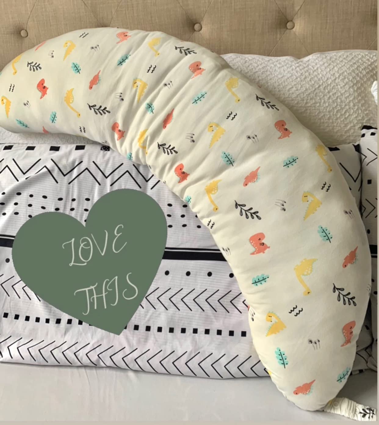 BYRIVER Firm C Shaped Pregnancy Pillows for Sleeping, Belly Hip Leg Knee Support Side Sleeper Body Pillow, Cuddle Snuggle Maternity Pillow, Zipper Cooling Jersey Cotton Pillowcase, Gifts for Mom customer photo 1