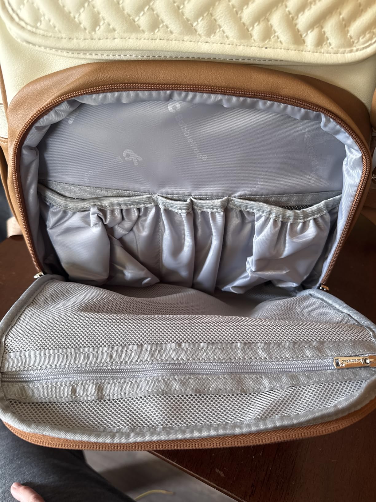 BabbleRoo Diaper Bag Backpack, Multifunction Nappy Changing Bag with Changing Pad, Stroller Straps & Pacifier Case, Unisex Stylish Travel Back Pack for Moms & Dads - Apricot & Black customer photo 1