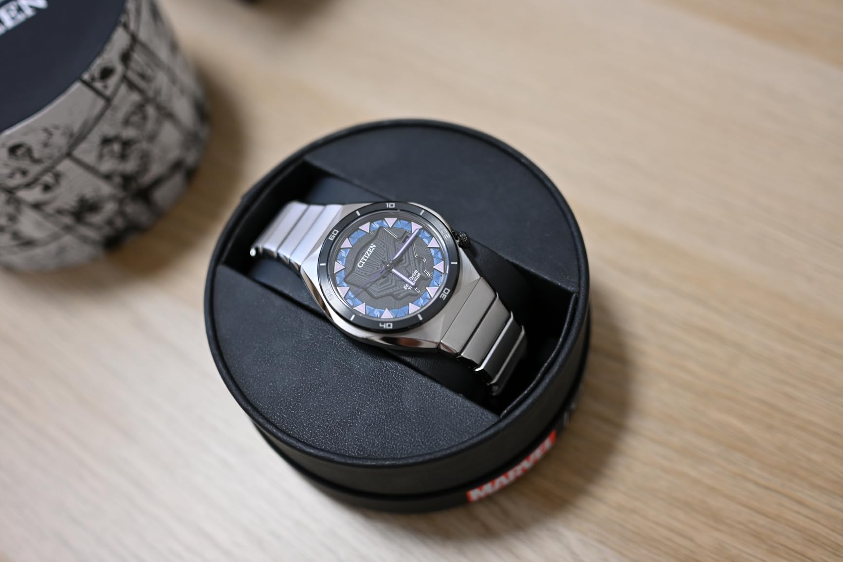 Citizen Men's Eco-Drive Marvel Black Panther Watch in Super Titanium, Multi-Color Dial (Model: AW1668-50W) customer photo 2